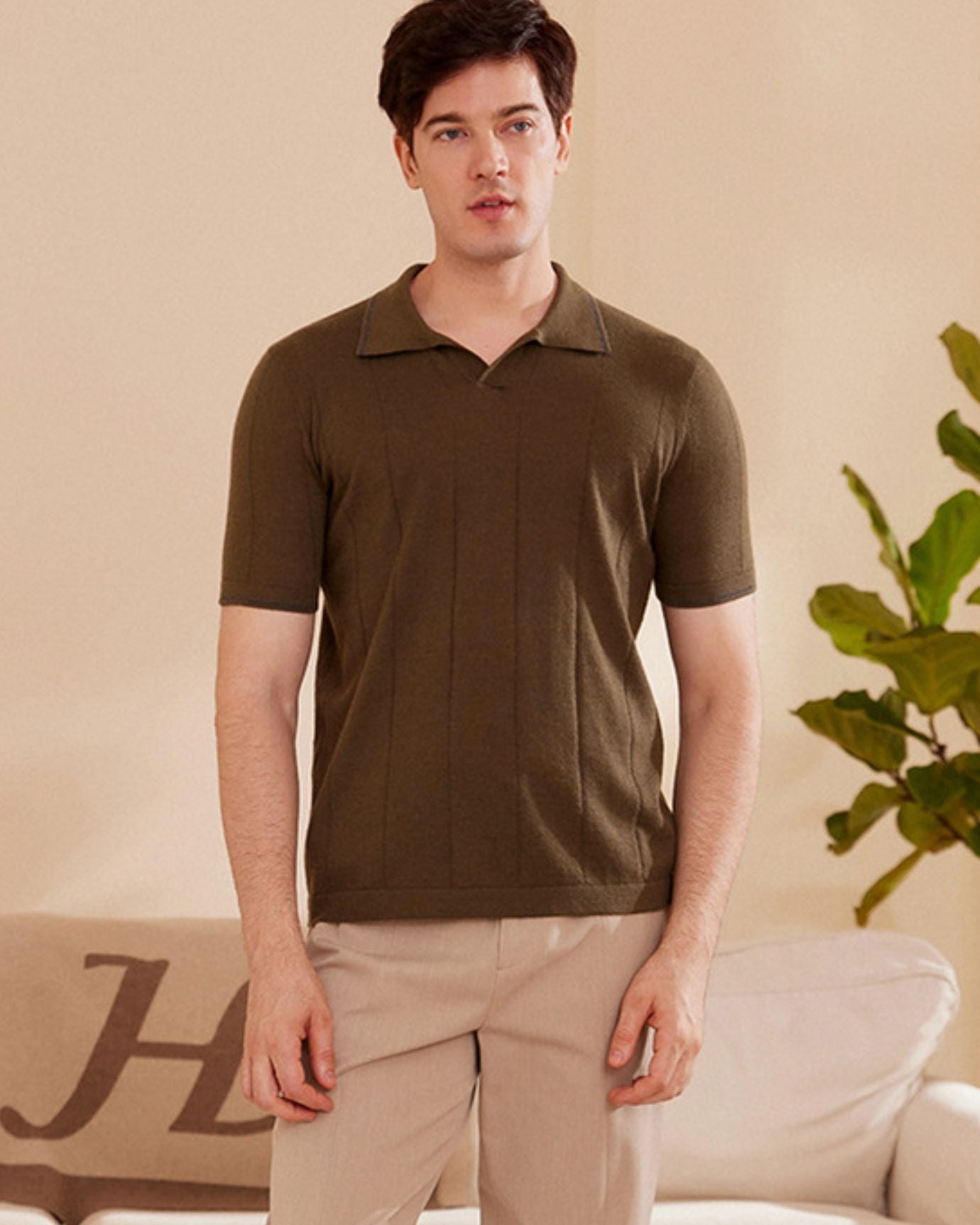 Lovaus Cashmere Polo Olive Green