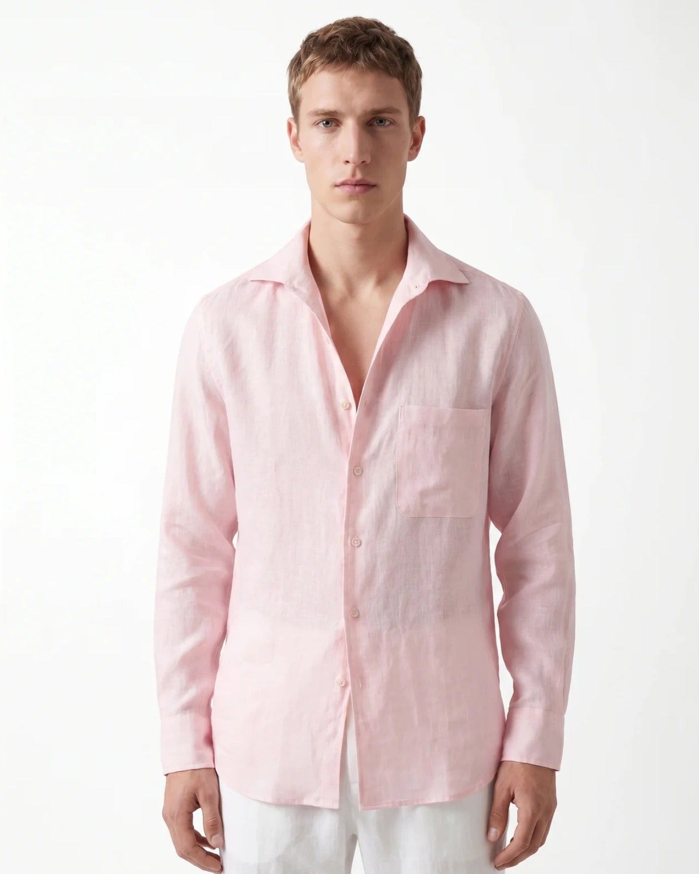 Contemporary Light Pink Linen Shirt