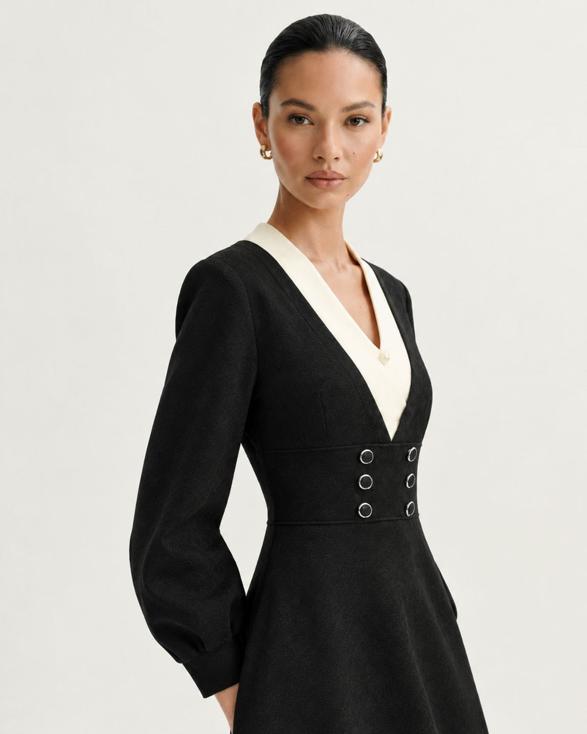 Lina Long-Sleeve High-Waisted A-Line Sweater Dress