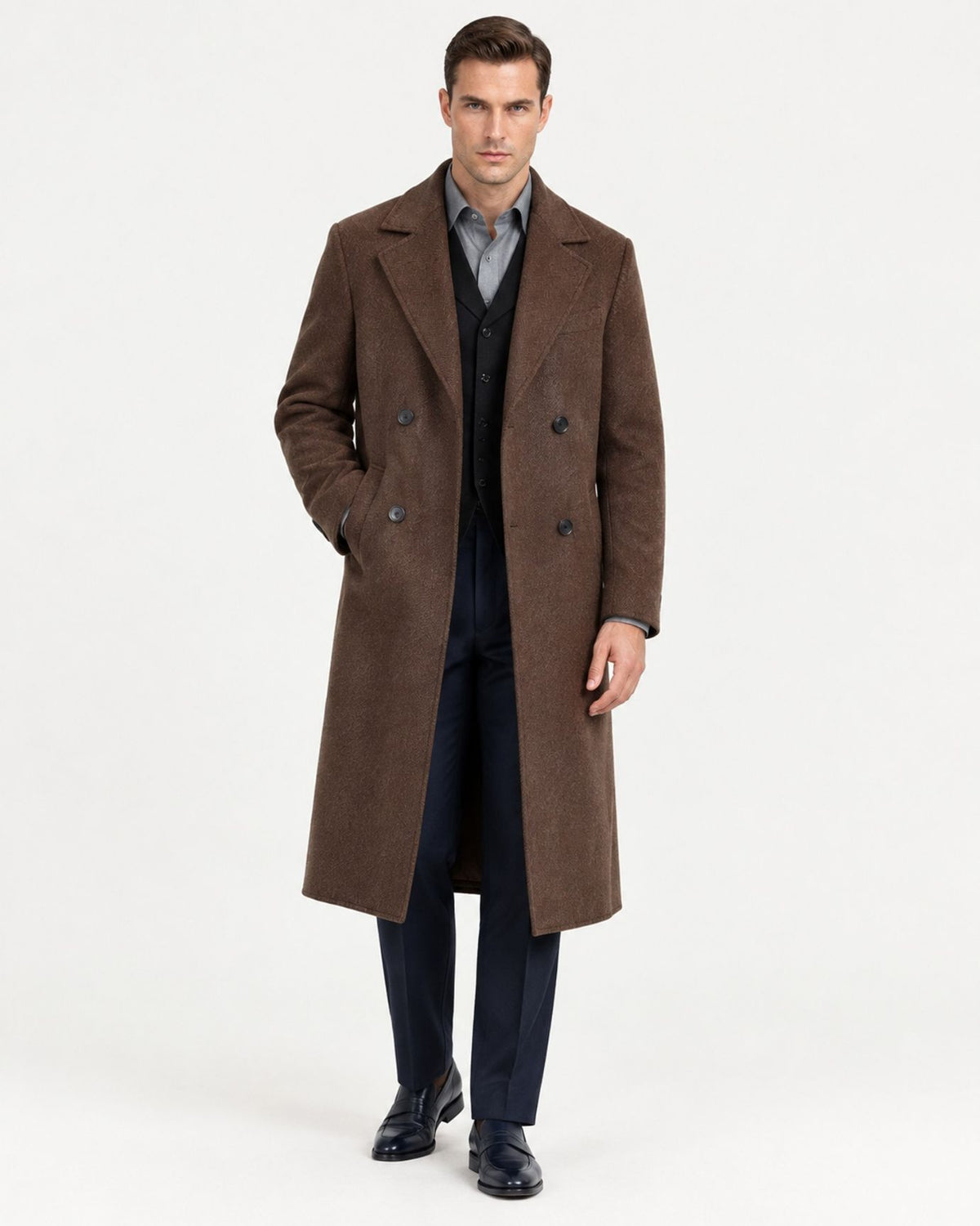 Over-the-Knee Double-Faced Wool Overcoat