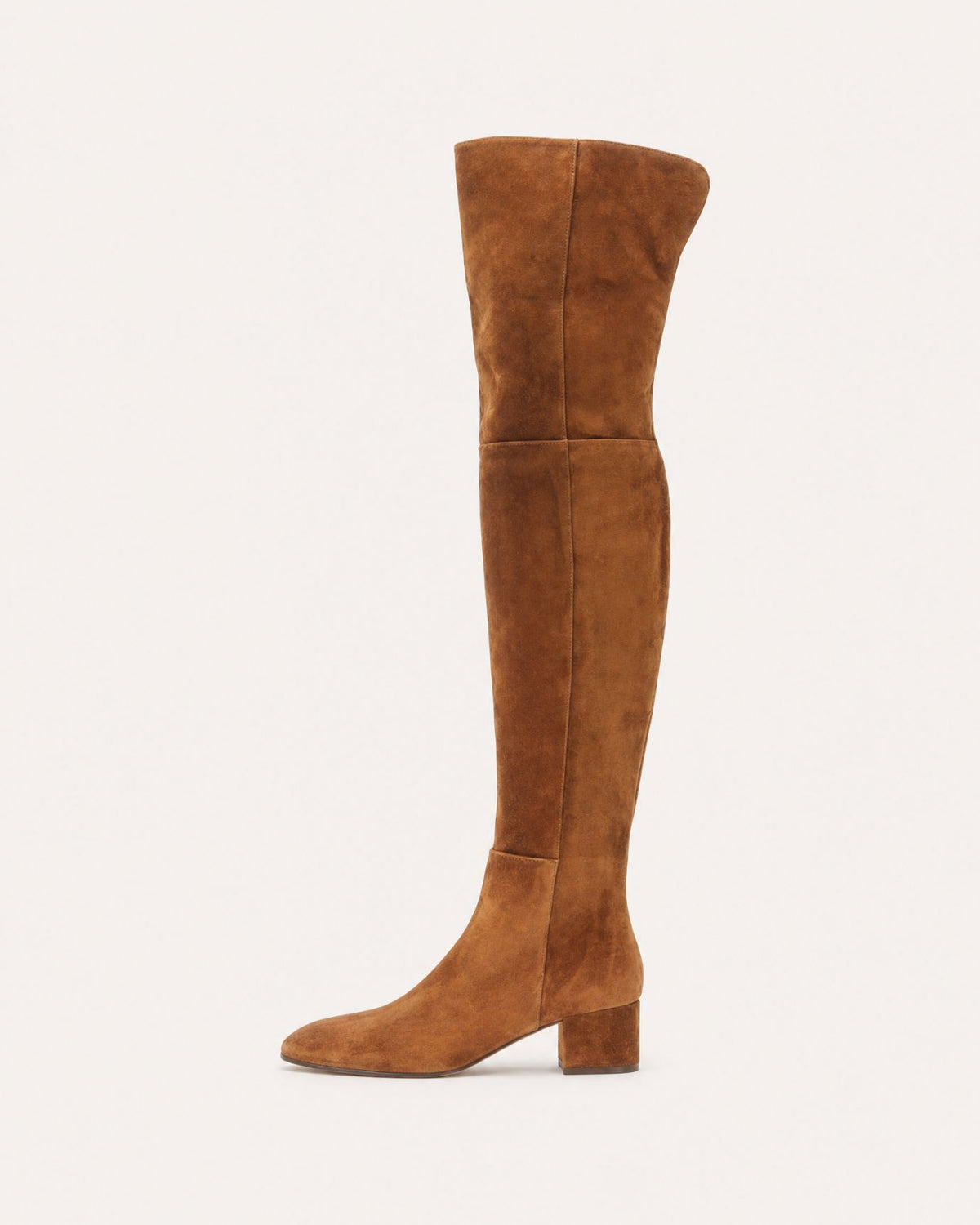 Round-Toe Low-Heel Over-the-Knee Leather Boots