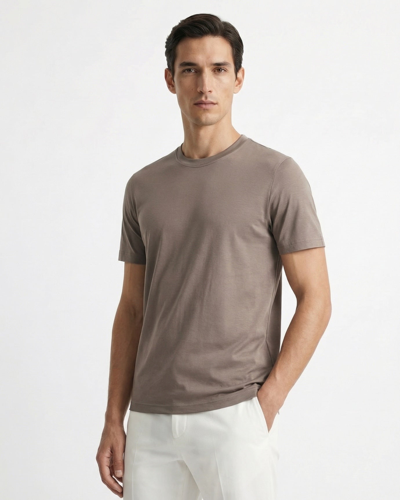 High End Mercerized Cotton Ice Silk Coffee T-Shirt
