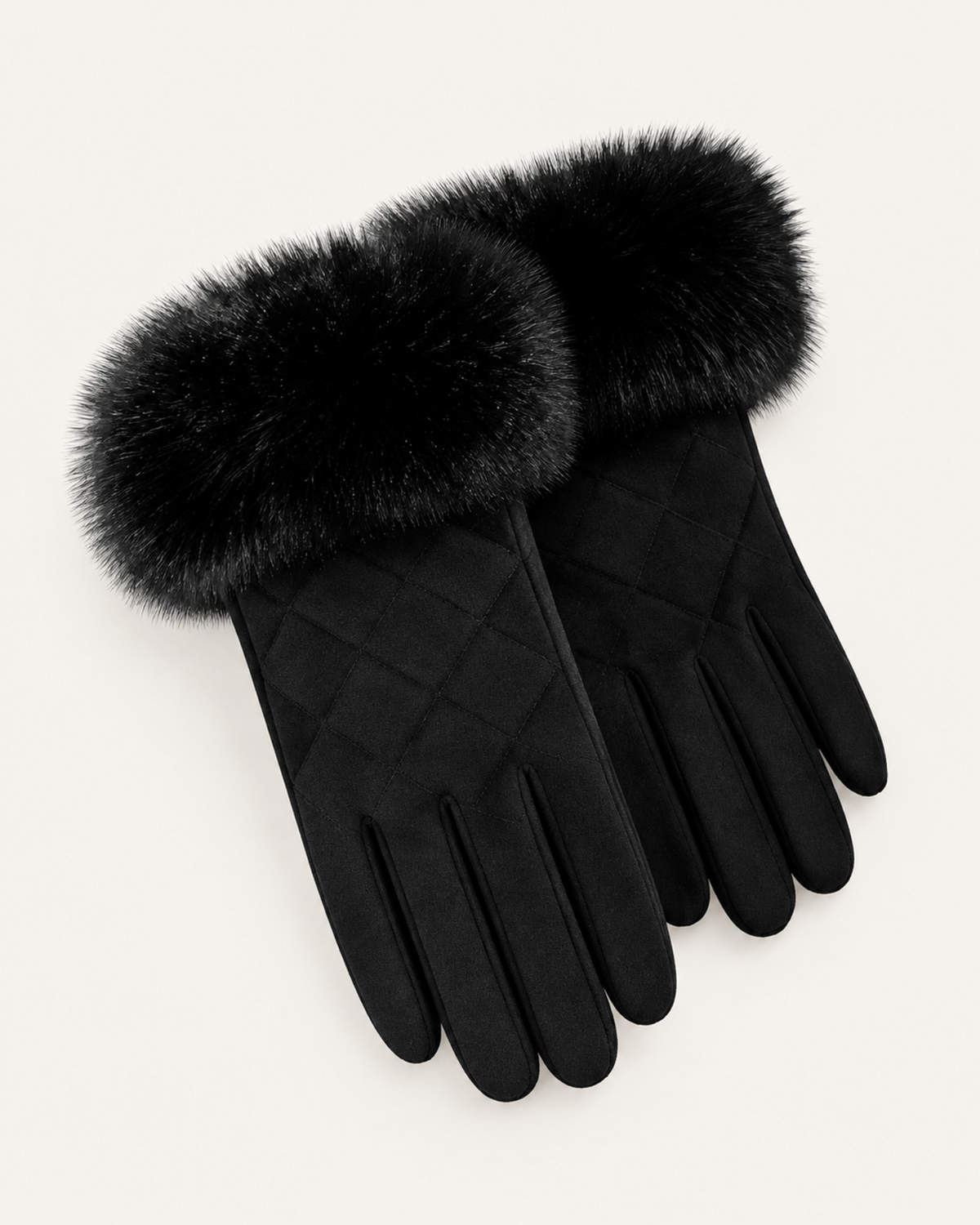 Divina Rhombus Quilted Plush Velvet Gloves
