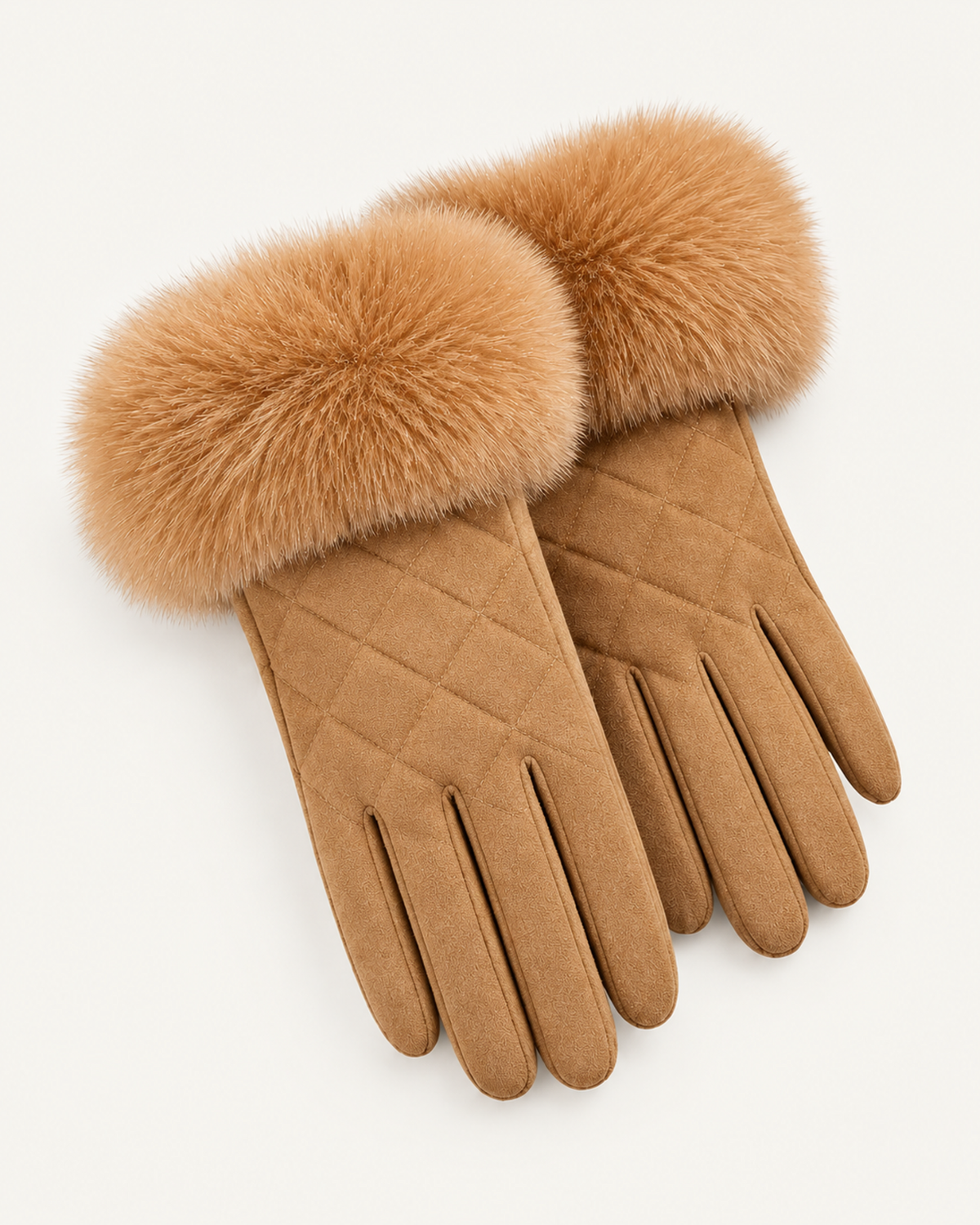 Divina Rhombus Quilted Plush Velvet Gloves