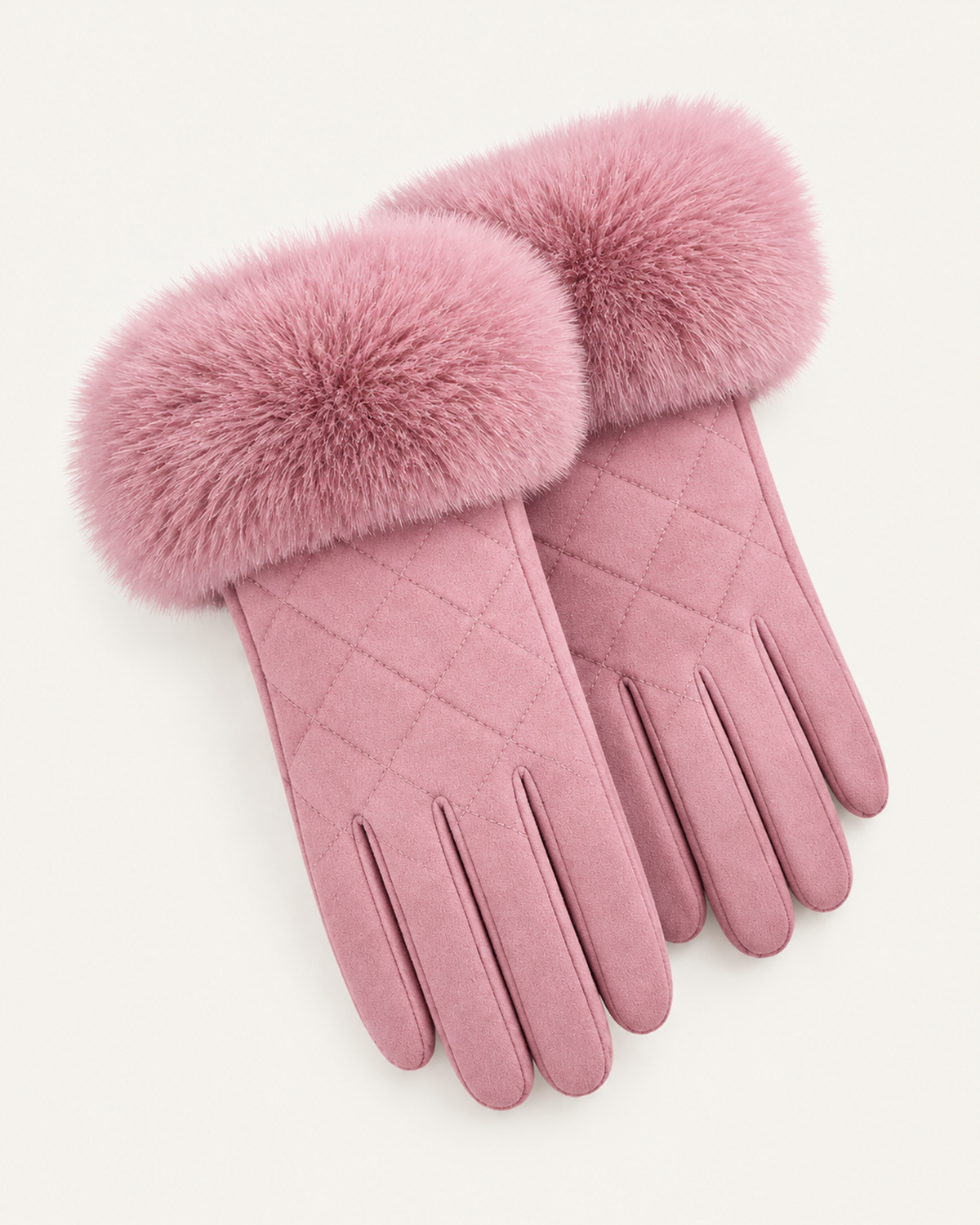 Divina Rhombus Quilted Plush Velvet Gloves