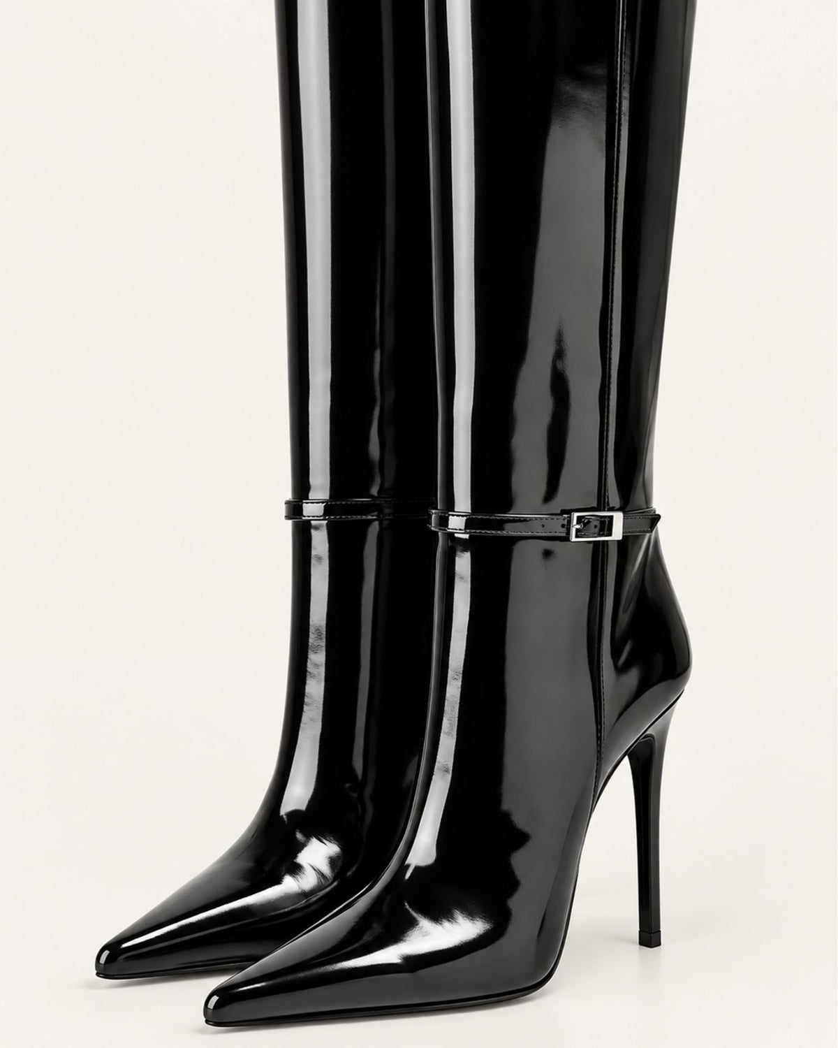 Divina Patent Leather Straight-Shaft Boots
