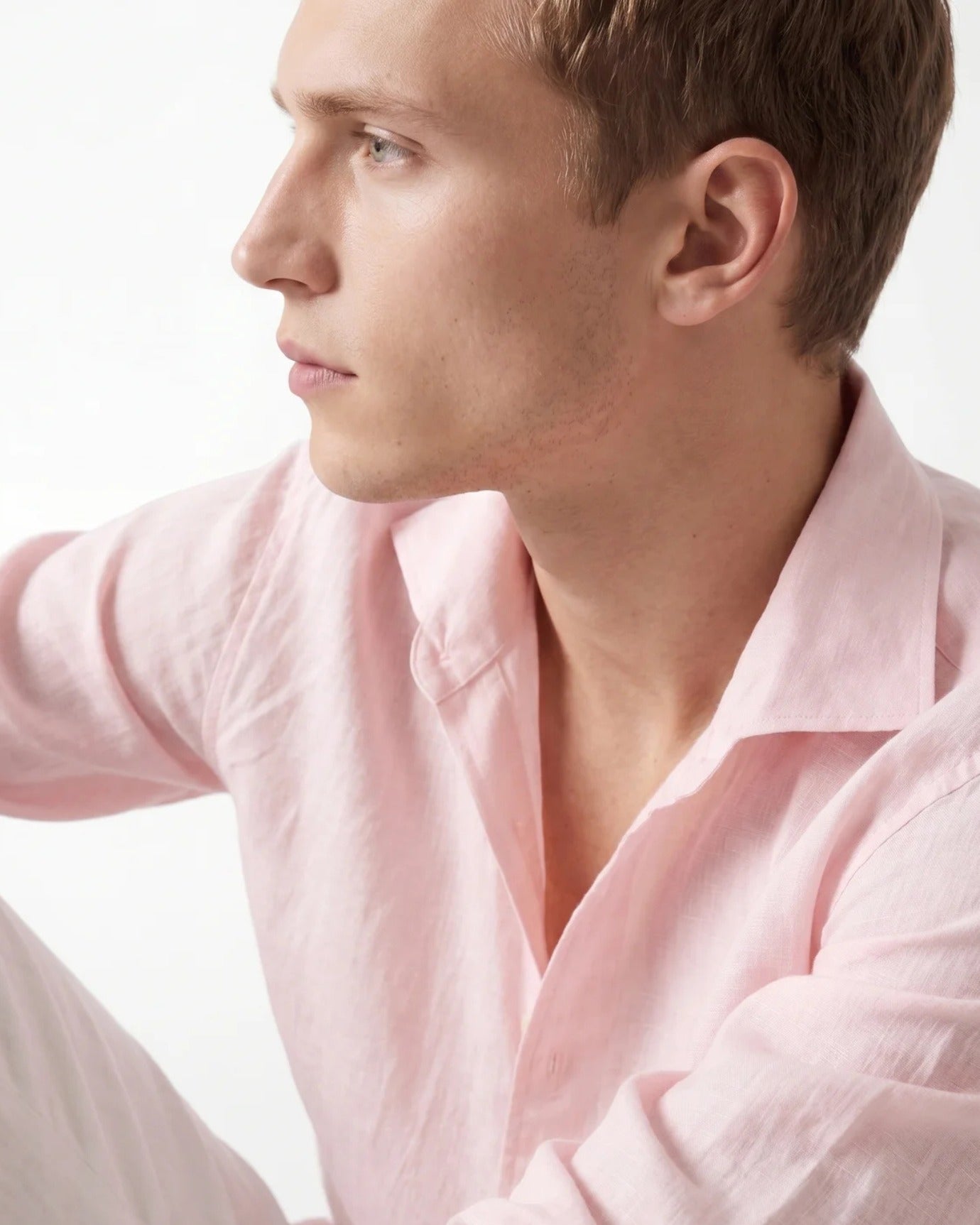Contemporary Light Pink Linen Shirt