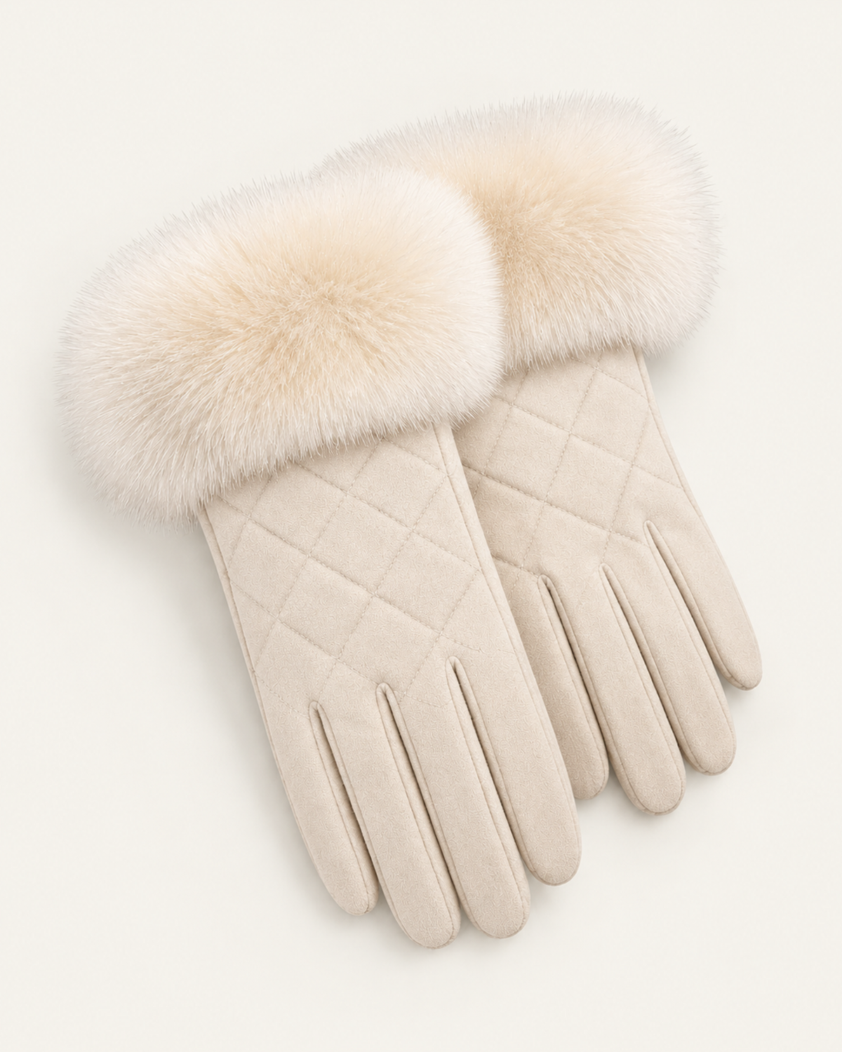 Divina Rhombus Quilted Plush Velvet Gloves