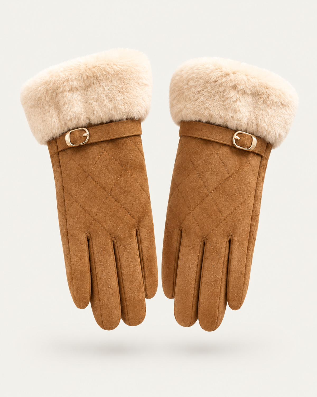 Divina Belt Buckle Plush Velvet Gloves