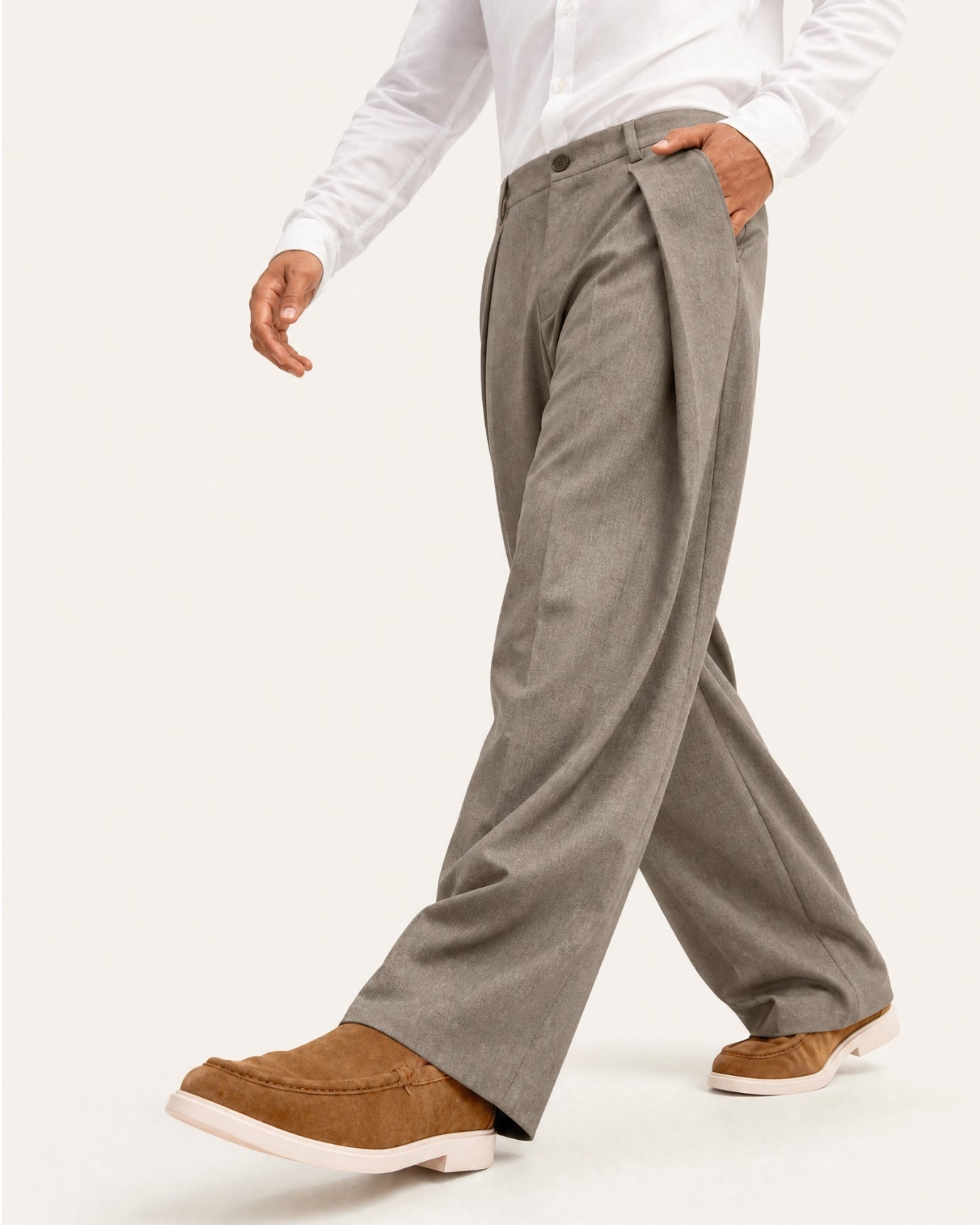 Pleated Drapey Trousers Textured Loose Straight Pants