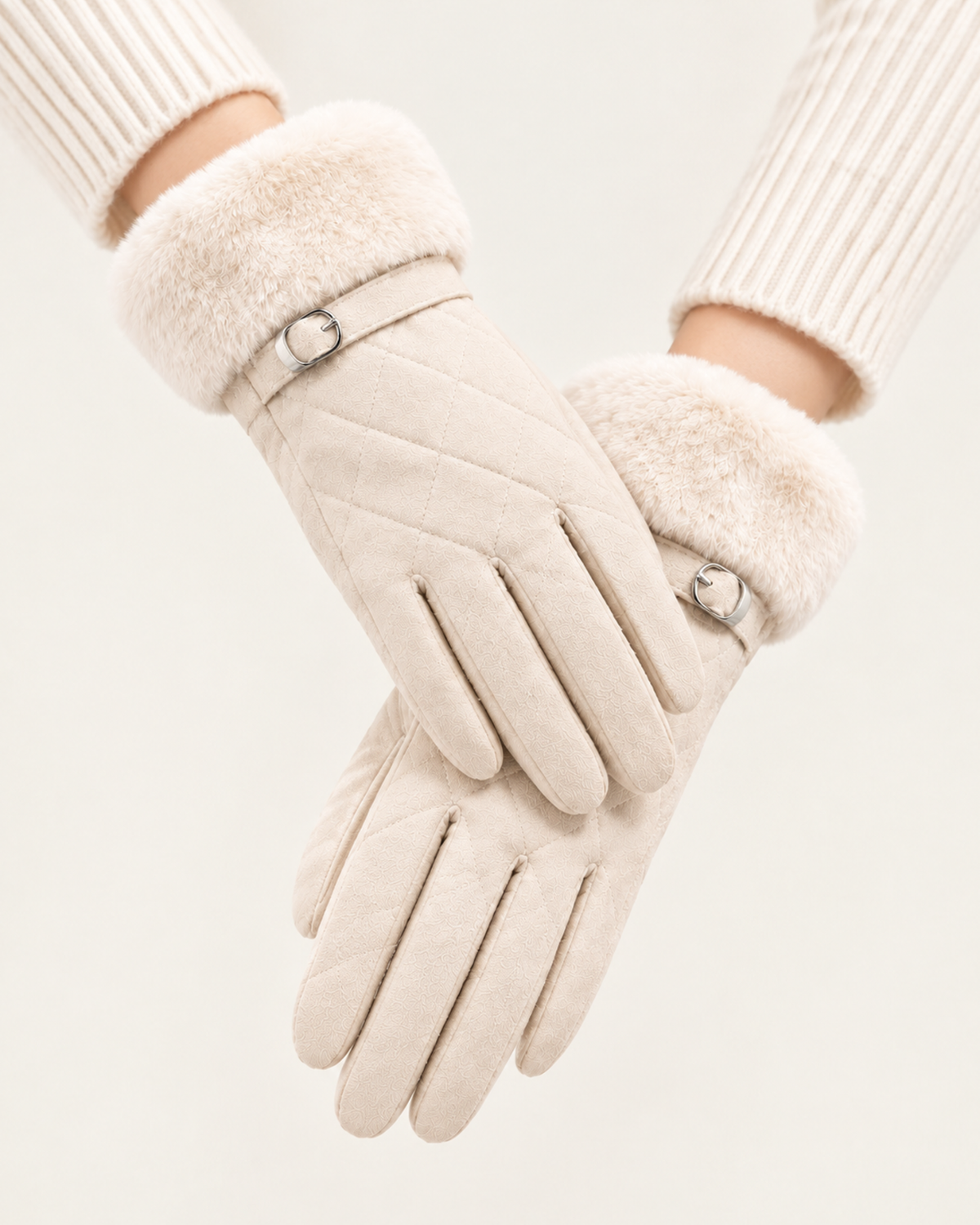 Divina Belt Buckle Plush Velvet Gloves