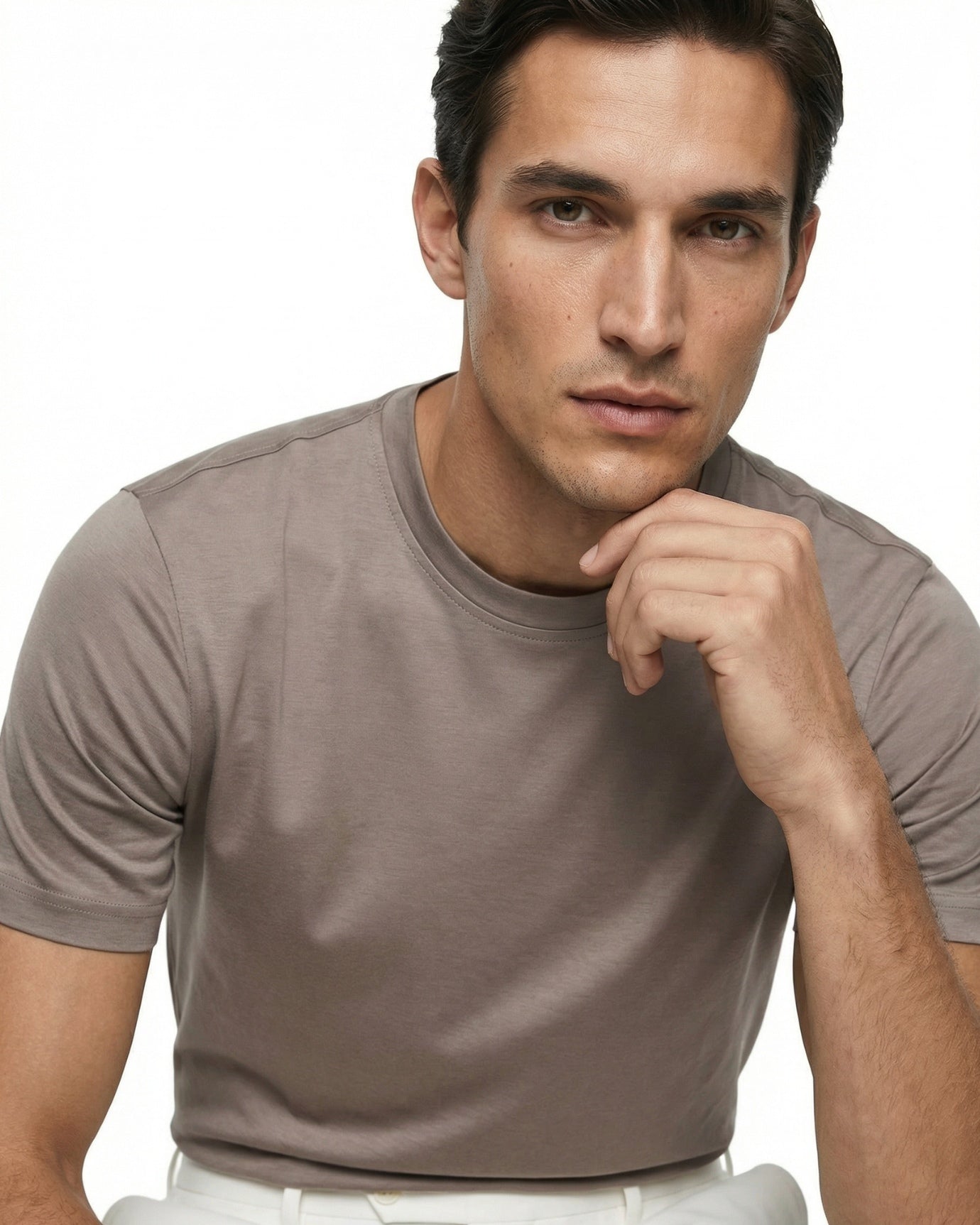 High End Mercerized Cotton Ice Silk Coffee T-Shirt