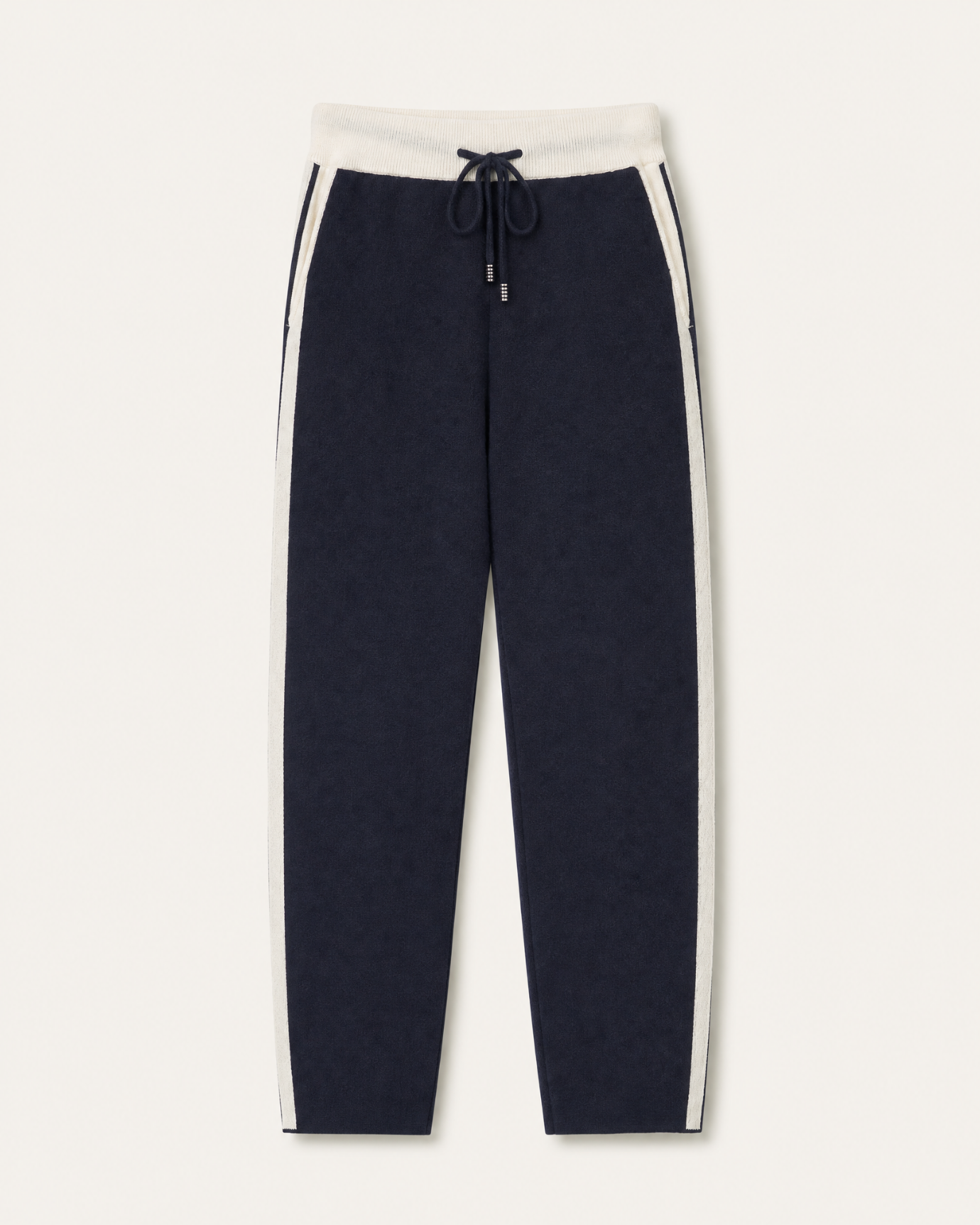 Cashmere Wide-Leg Heavyweight Pants with Stripes