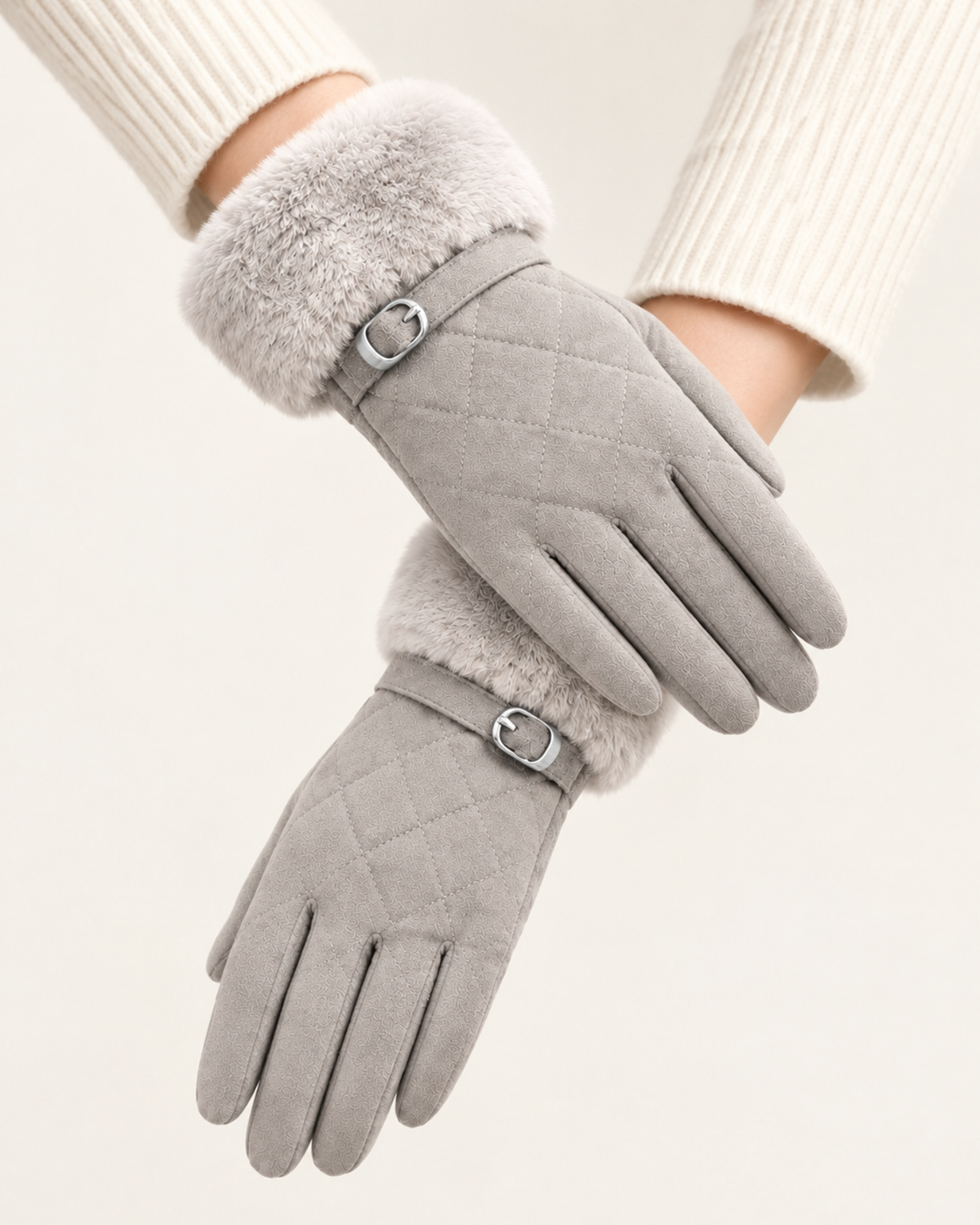 Divina Belt Buckle Plush Velvet Gloves