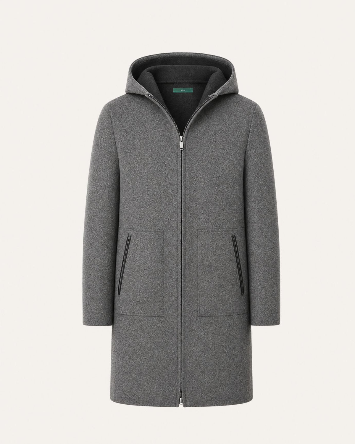Hooded Double-Faced Wool Coat with Down Liner