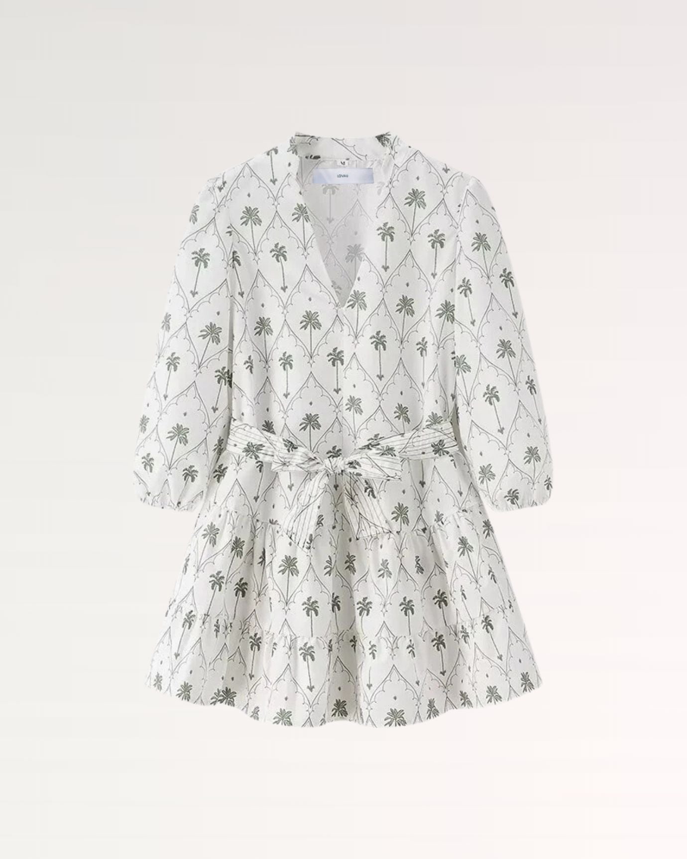 Light Palm V neck Dress