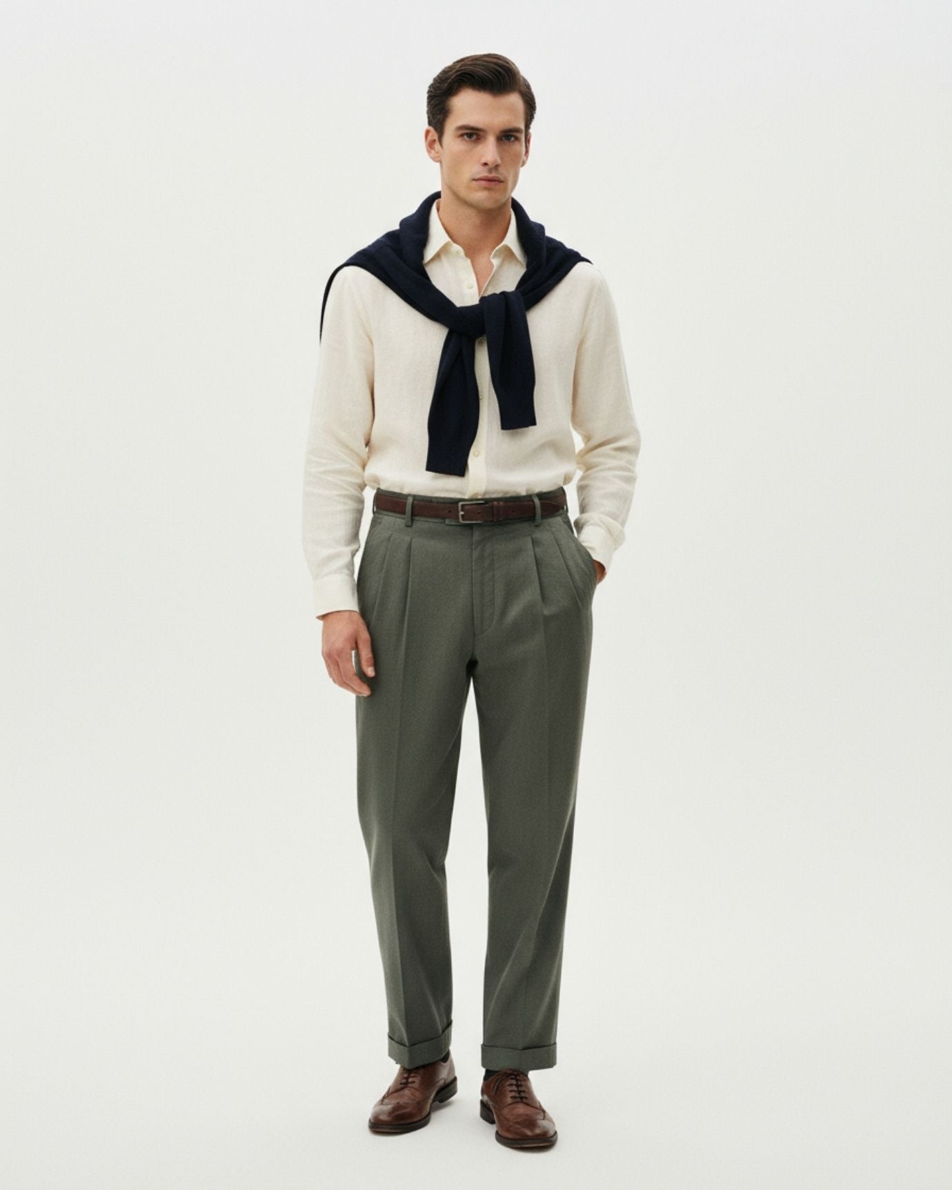 Pantalones de lino italiano Roma verde