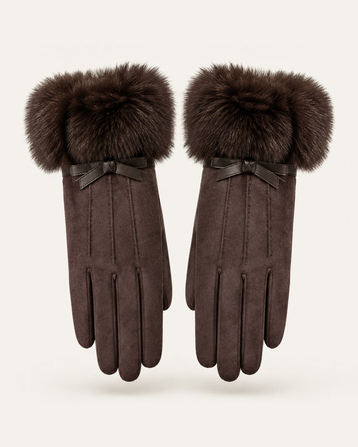 Divina Three-Rib Bow Plush Velvet Gloves