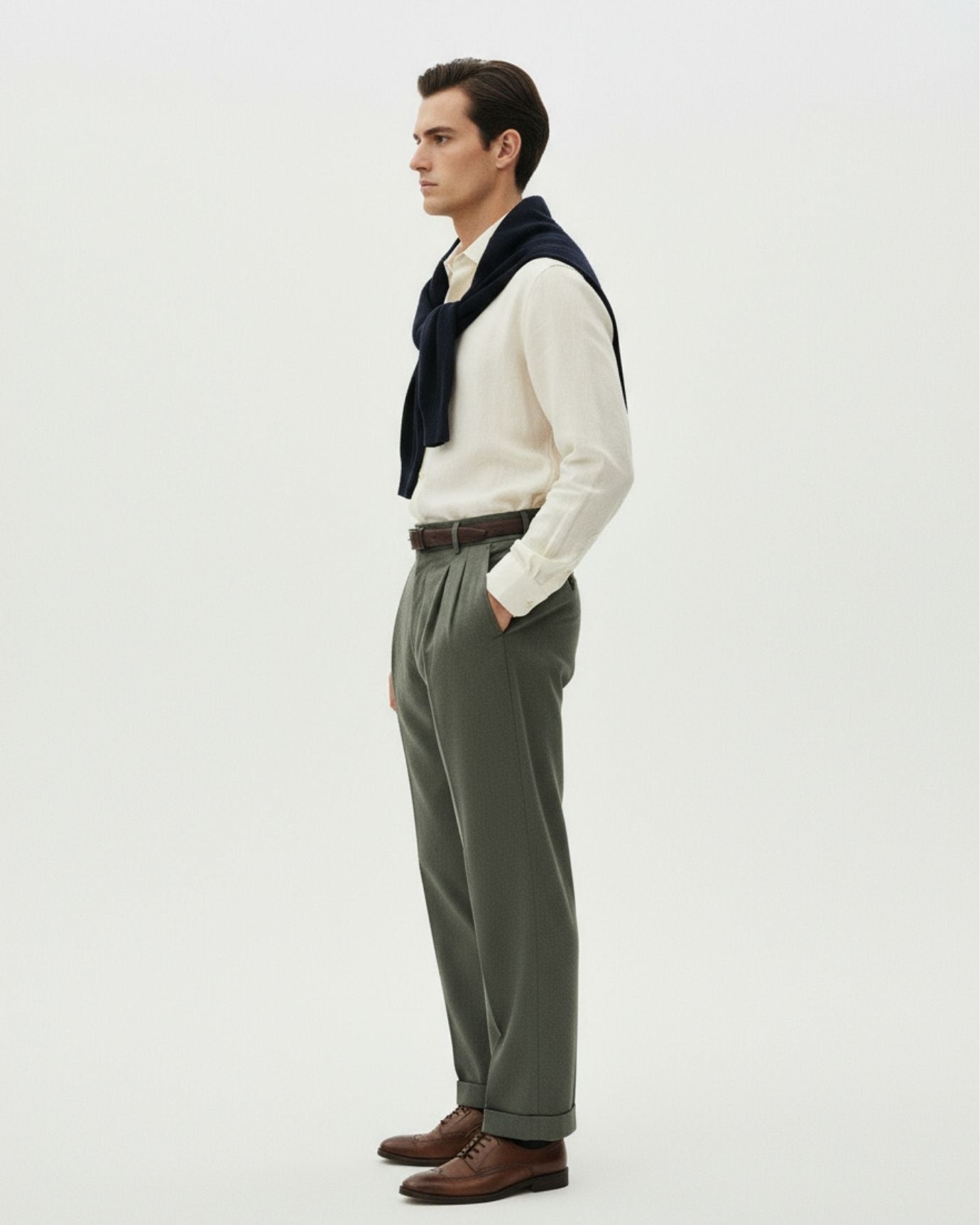 Pantalones de lino italiano Roma verde
