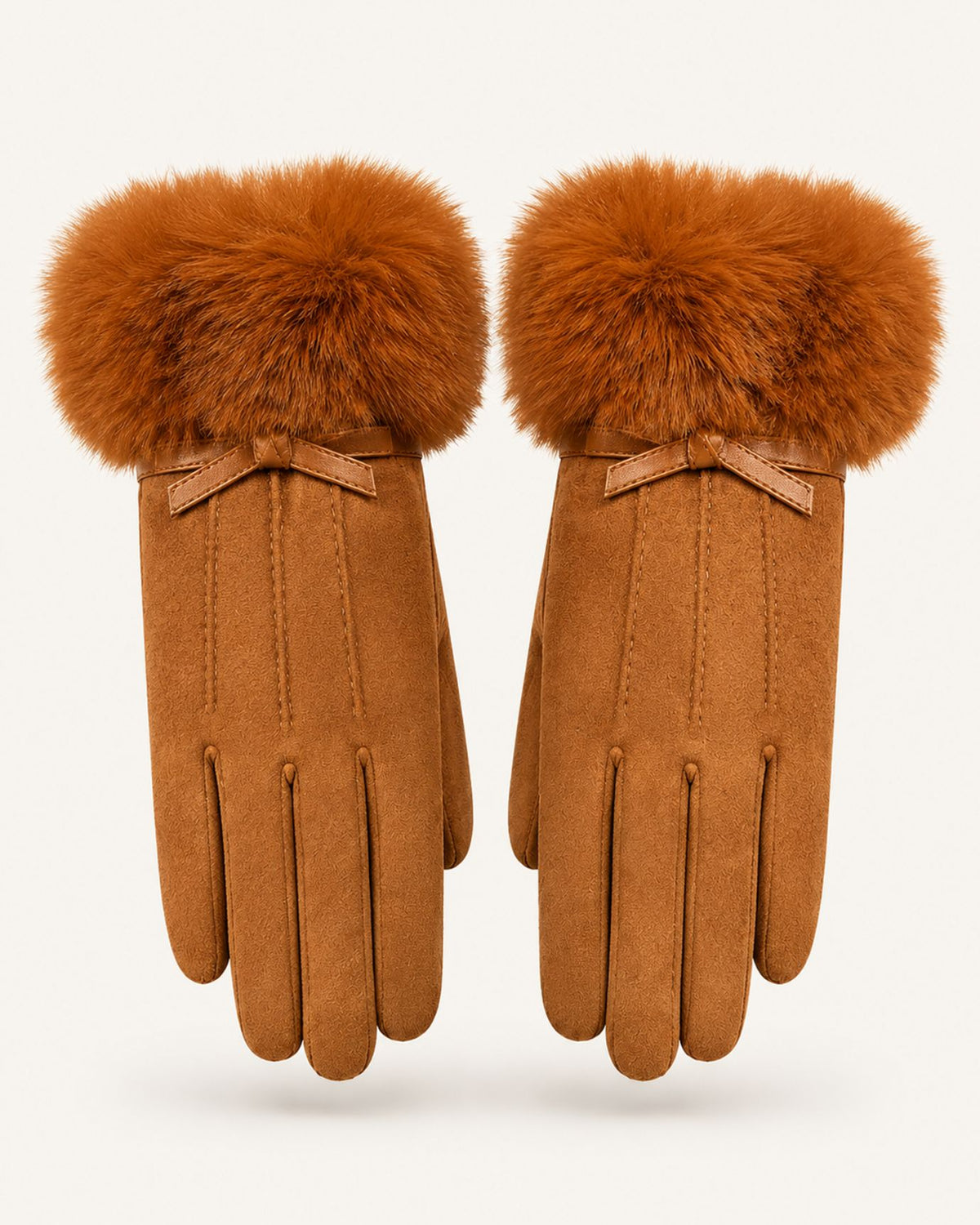Divina Three-Rib Bow Plush Velvet Gloves