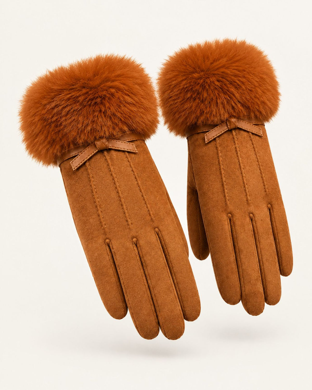 Divina Three-Rib Bow Plush Velvet Gloves