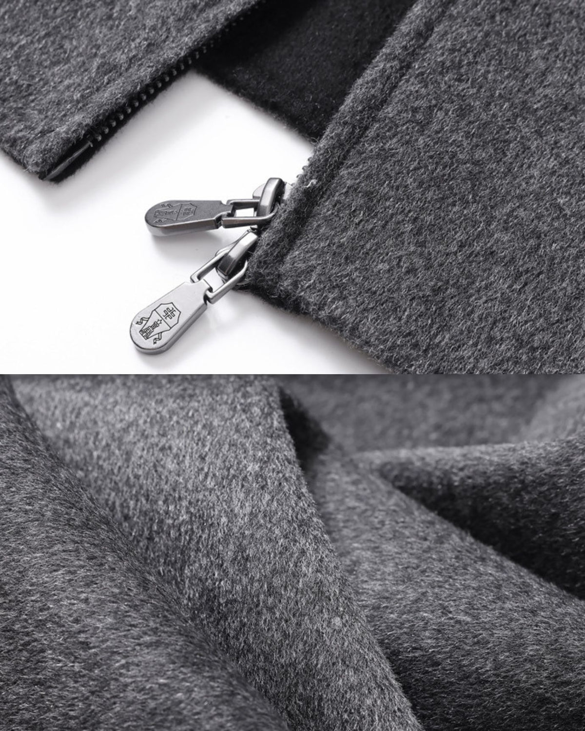 Hooded Double-Faced Wool Coat with Down Liner