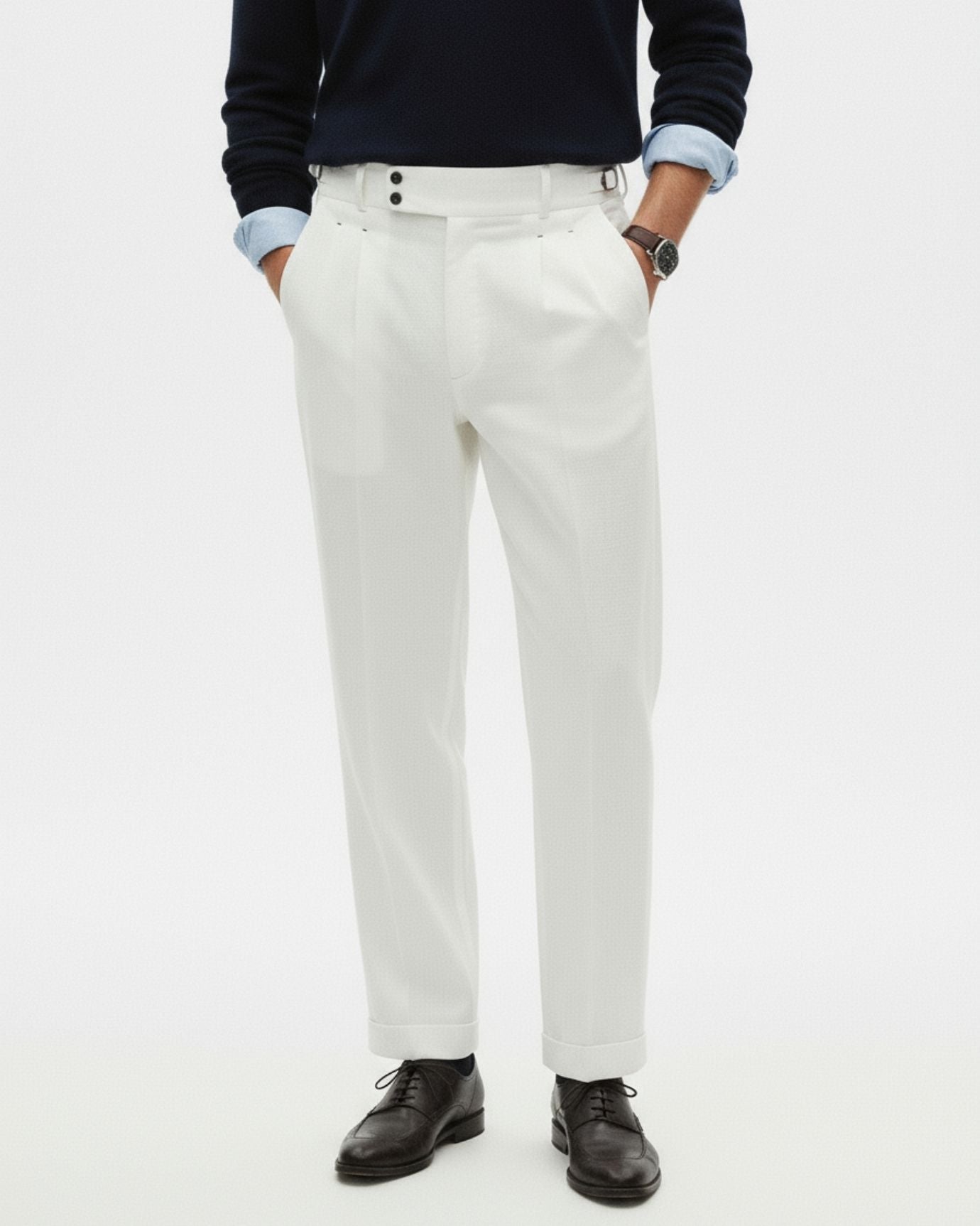 Pantalones de lino italiano Roma blancos