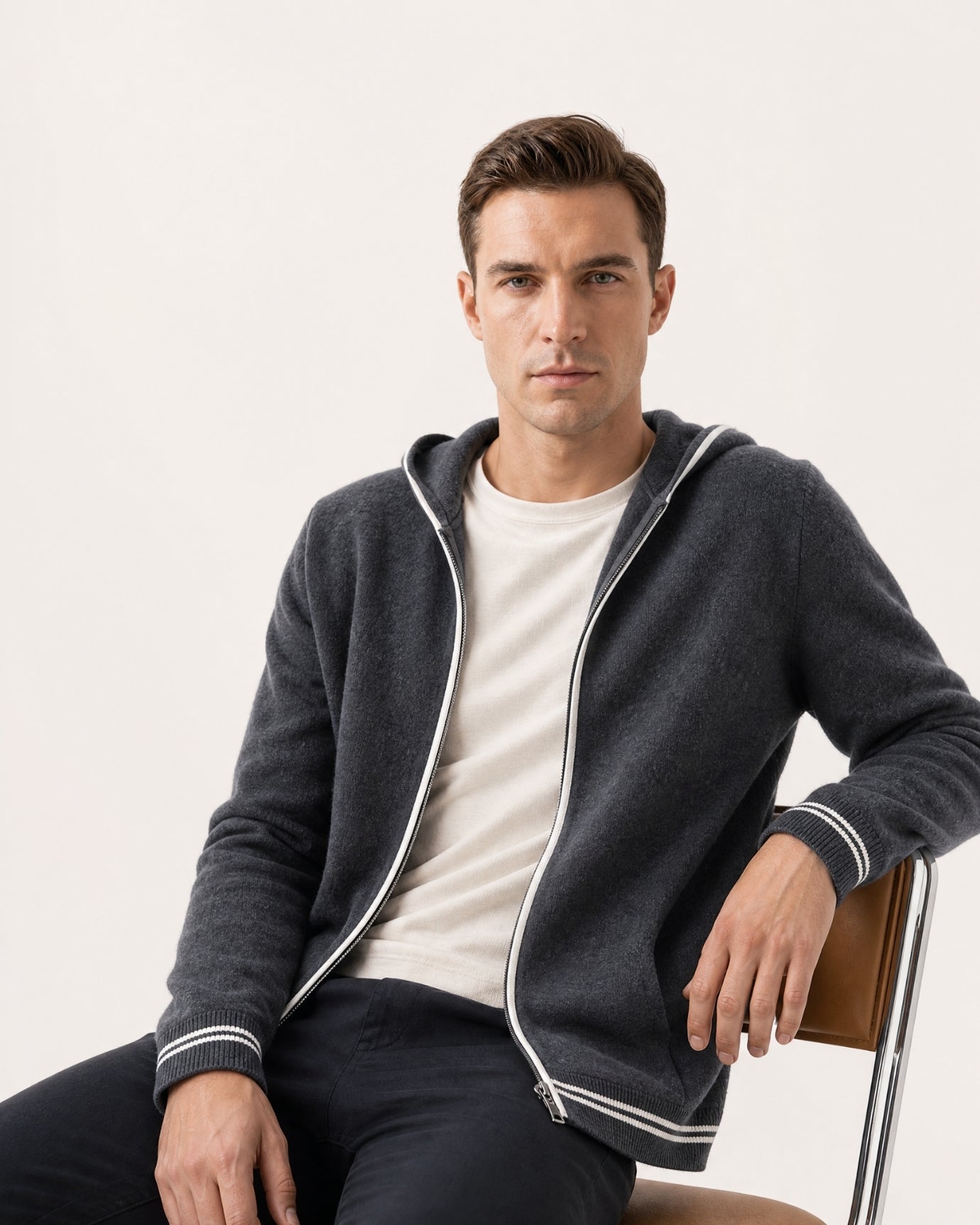 Zurich Hooded Fine Cashmere Cardigan