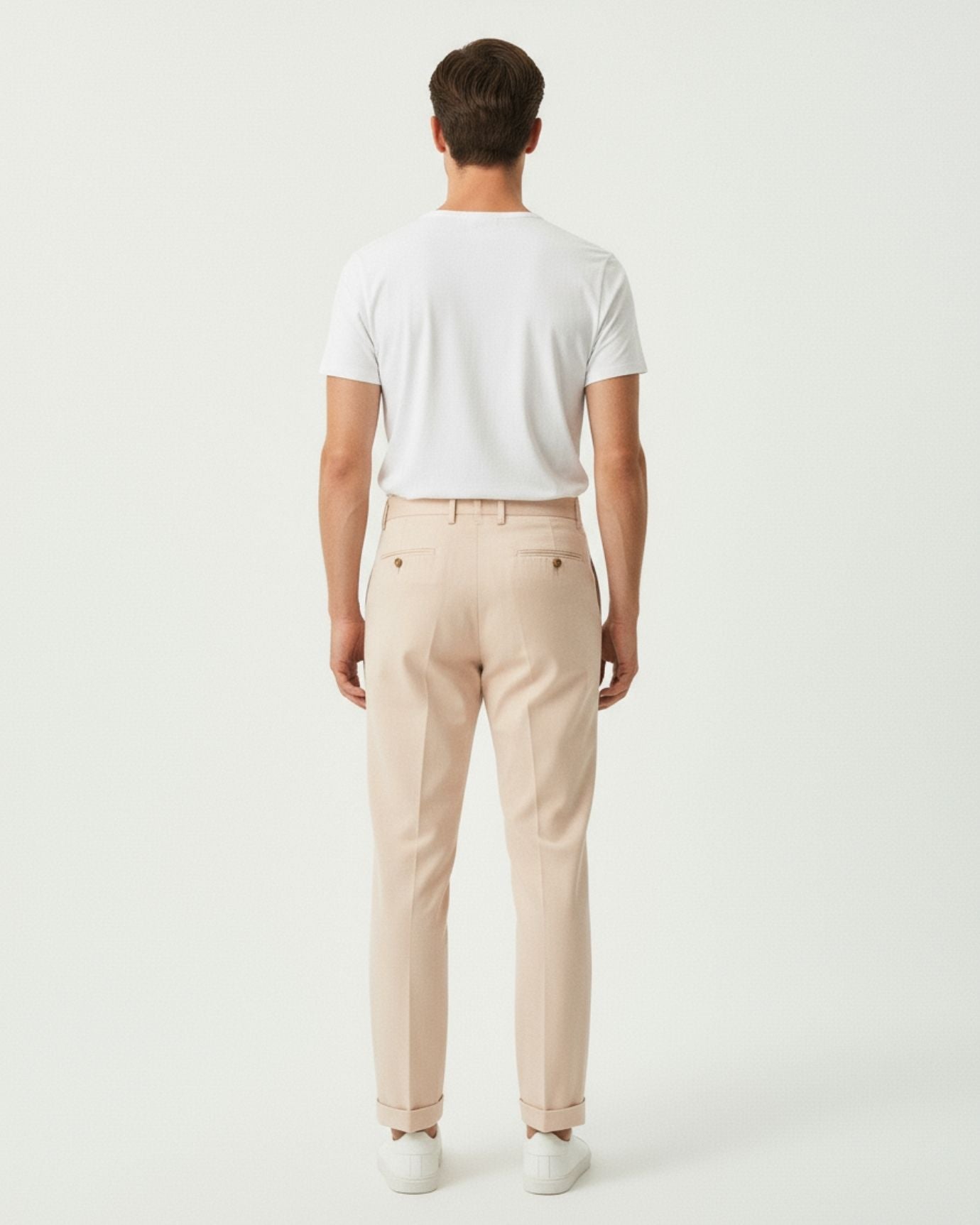 Pantalones de algodón fino color albaricoque