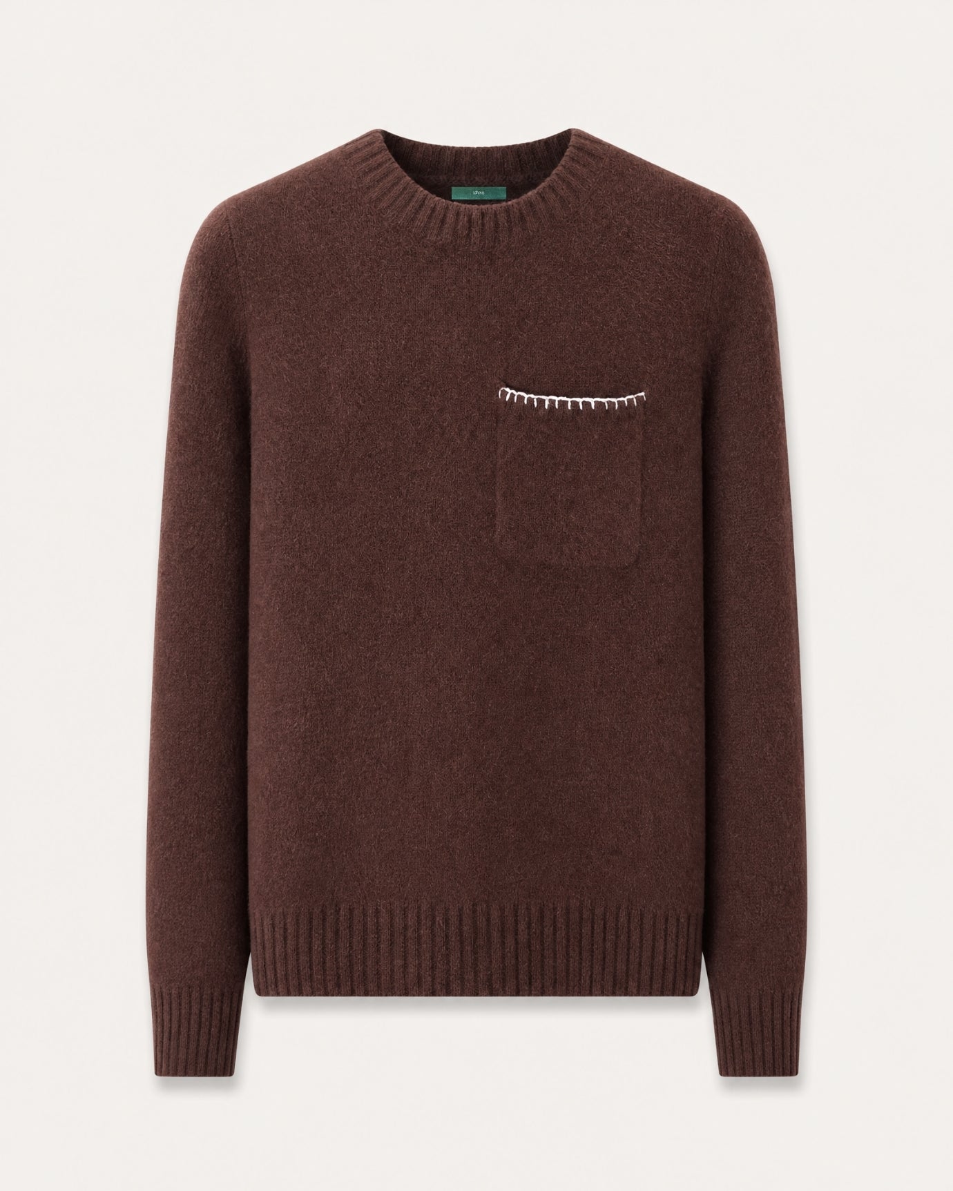 Five-Needle Thick Cashmere Crewneck Pullover