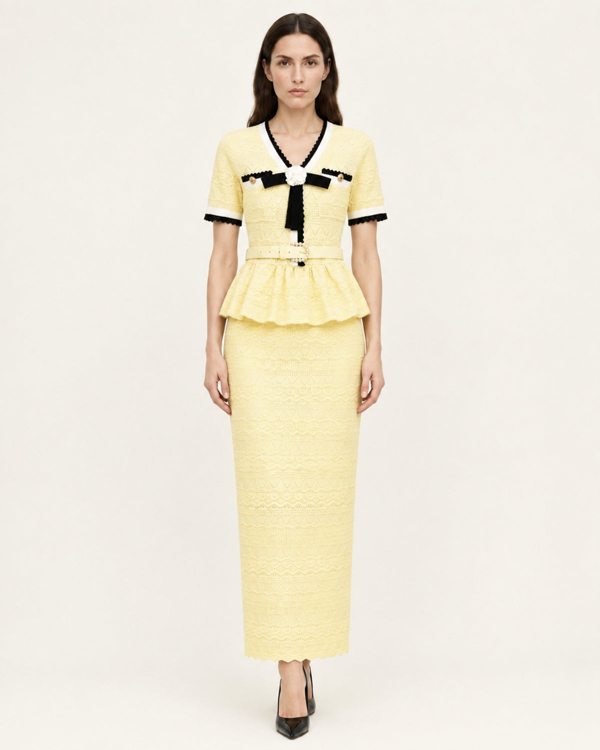 Diva Slim-Fit Knit Crewneck Set Top & Skirt