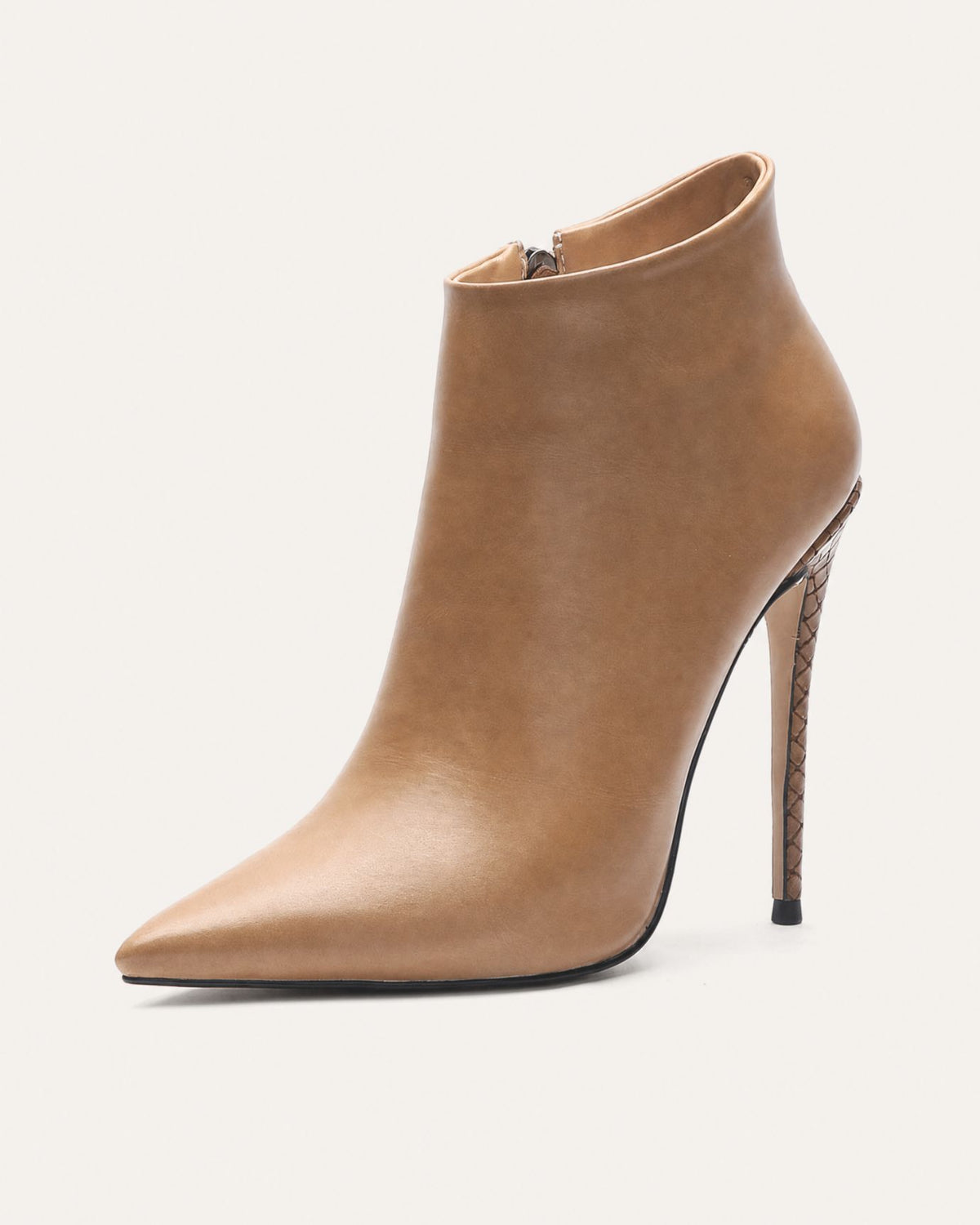 Pointed-Toe Stiletto Booties with Side Zip