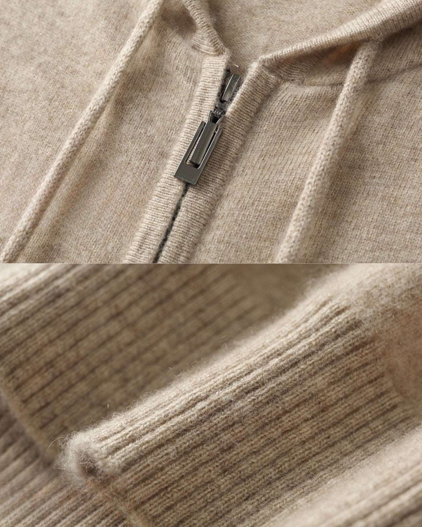 Wool Cashmere Blend Full-Zip Hoodie Line