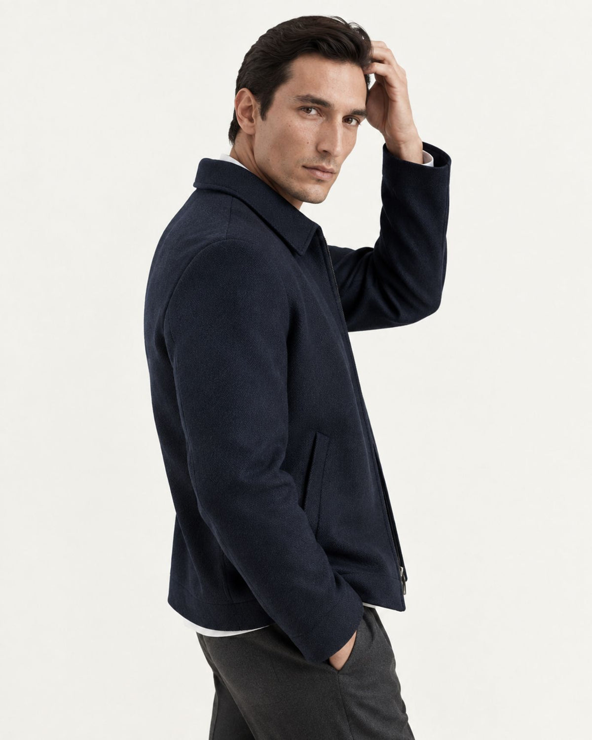 Point Collar Wool Cashmere Blend Coat