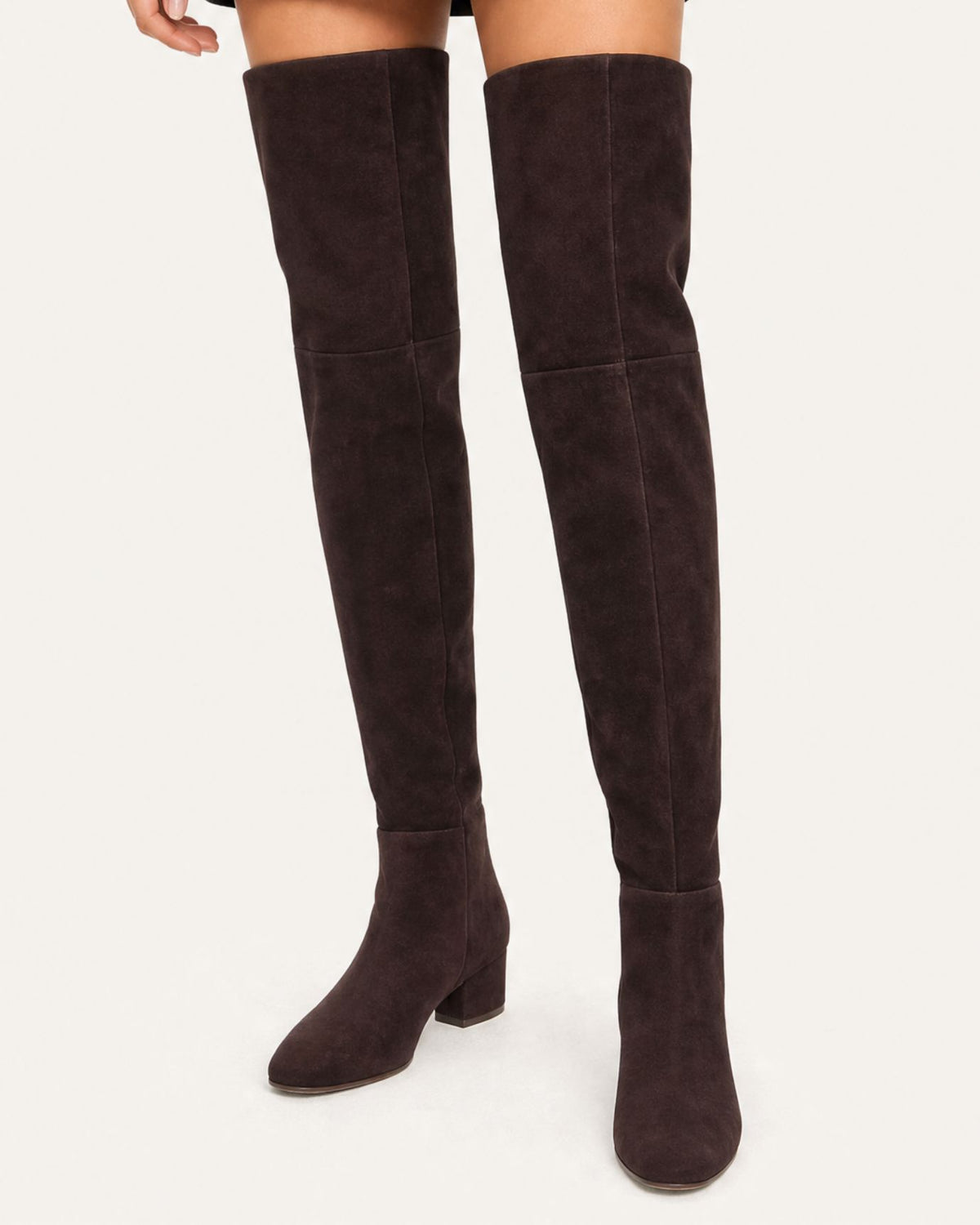 Round-Toe Low-Heel Over-the-Knee Leather Boots