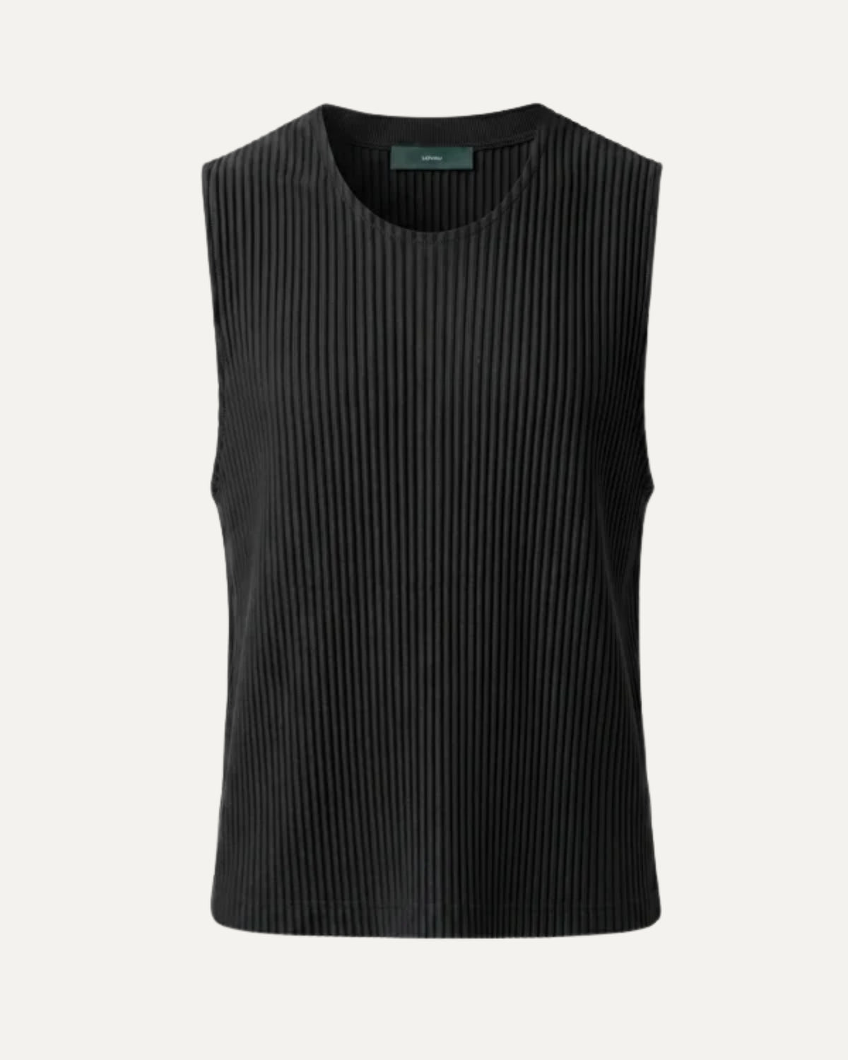 High-End Pleated Black Vest T-shirt