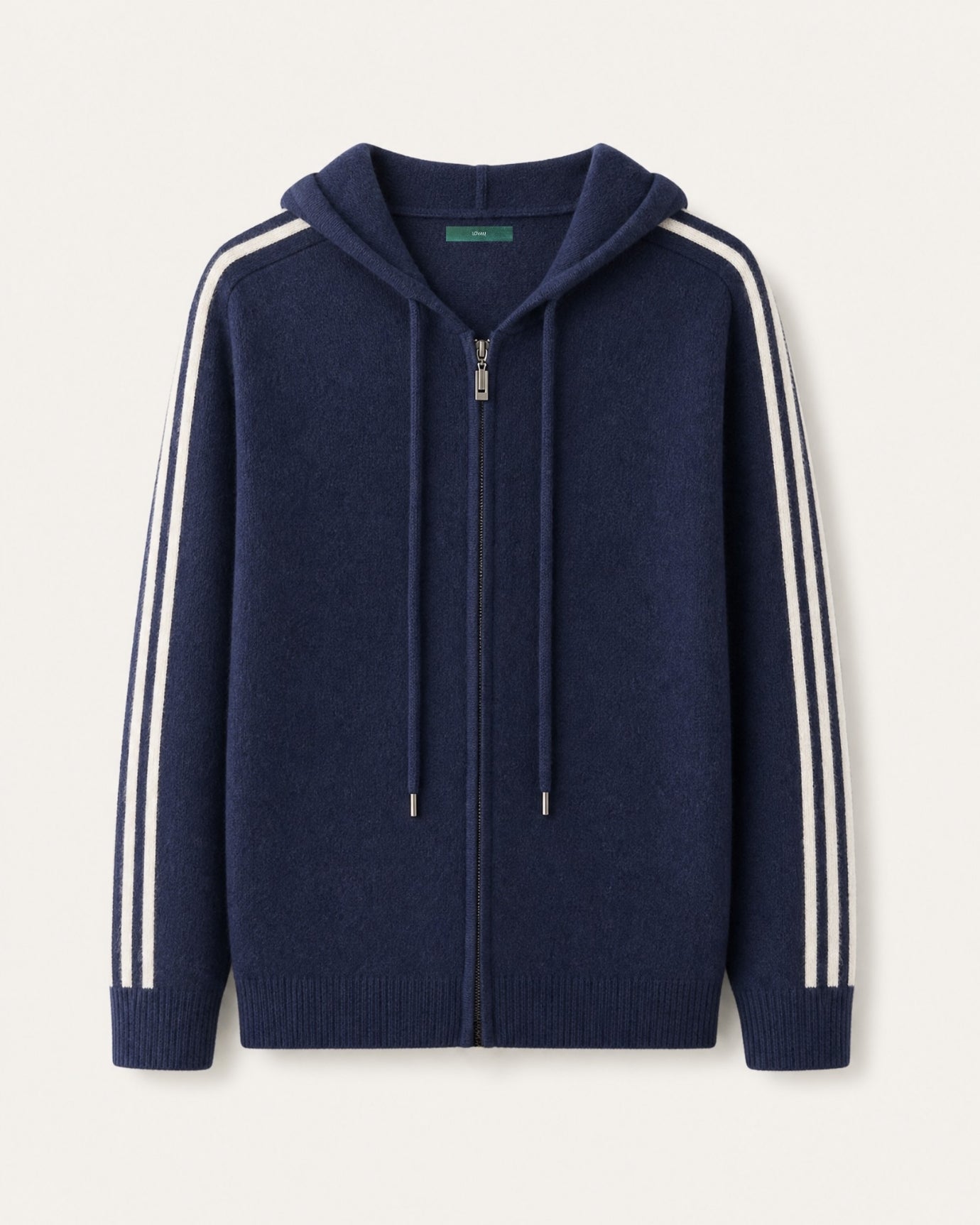 Wool Cashmere Blend Full-Zip Hoodie Line