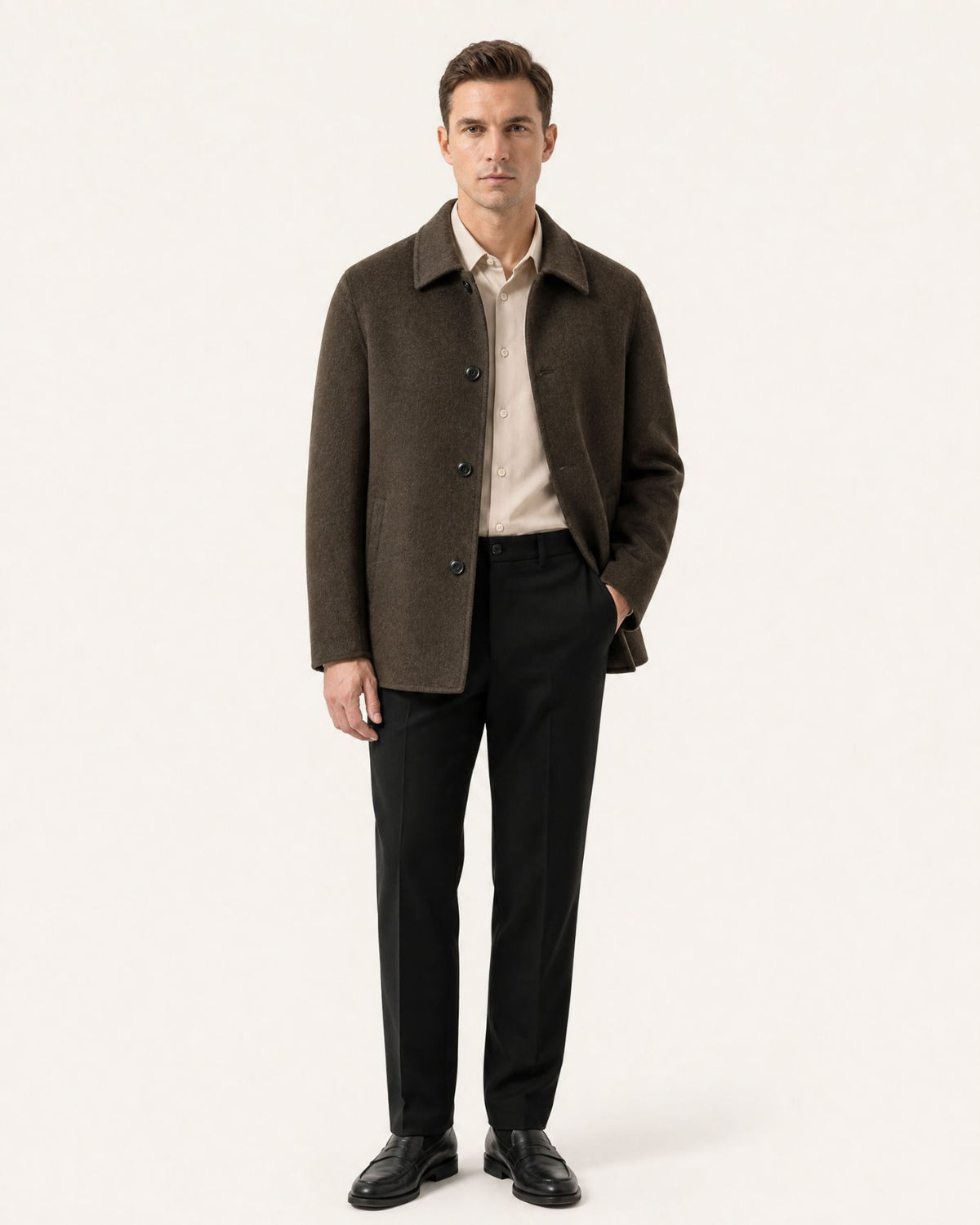 Hamptons Lined Wool Coat with Lapels