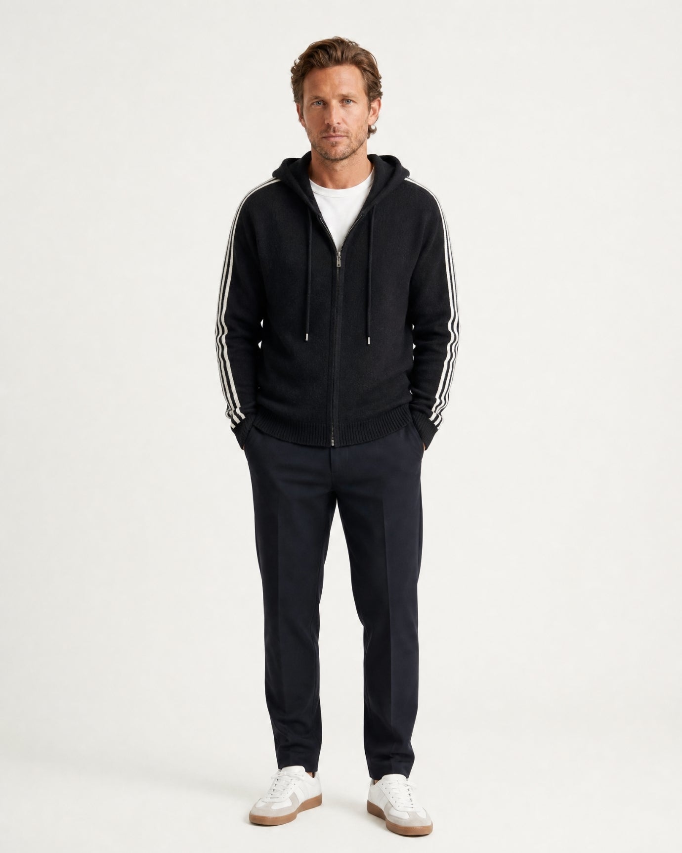 Wool Cashmere Blend Full-Zip Hoodie Line
