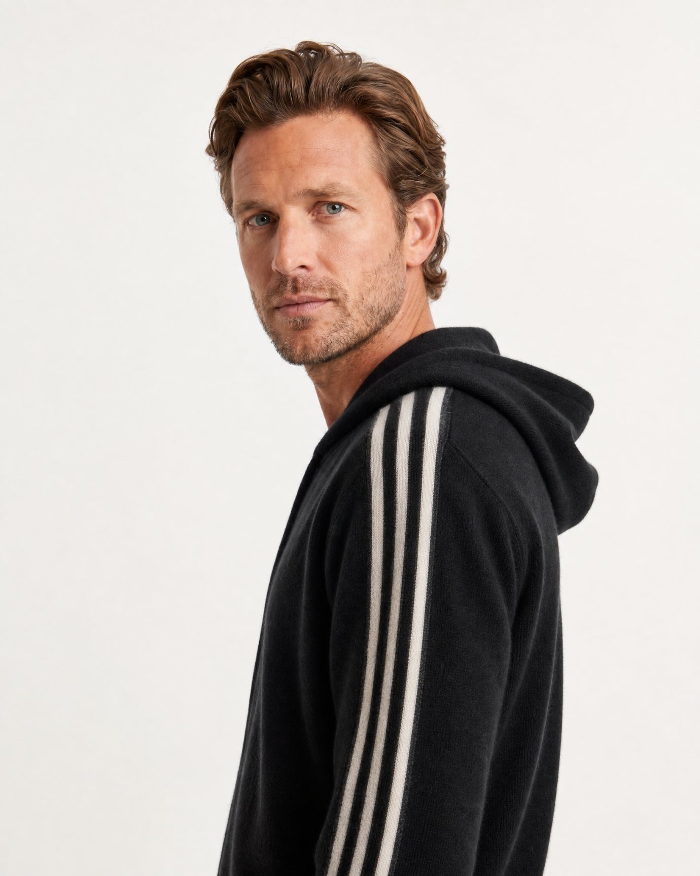 Wool Cashmere Blend Full-Zip Hoodie Line