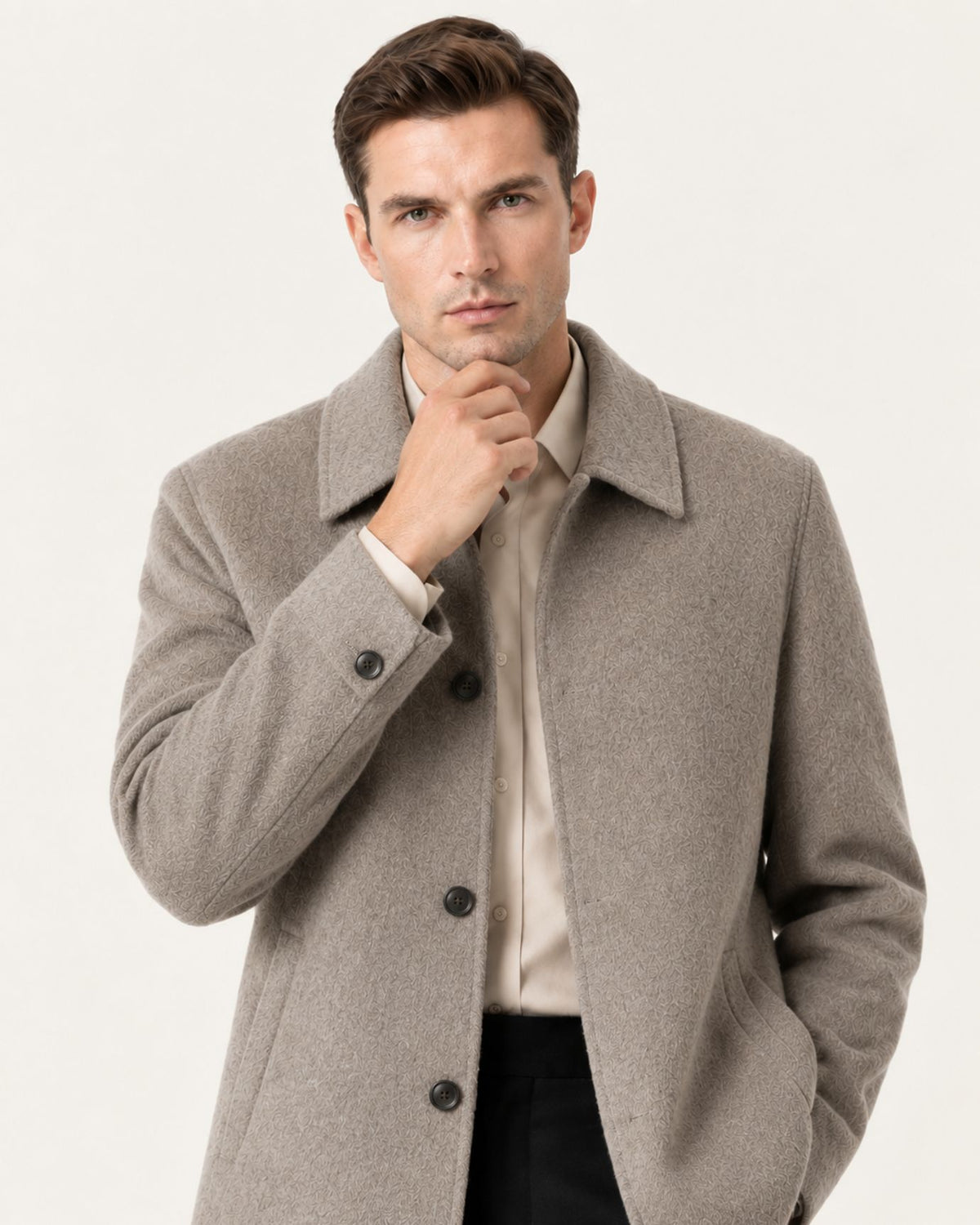 Hamptons Lined Wool Coat with Lapels