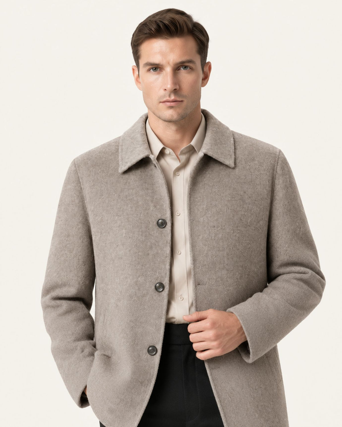 Hamptons Lined Wool Coat with Lapels