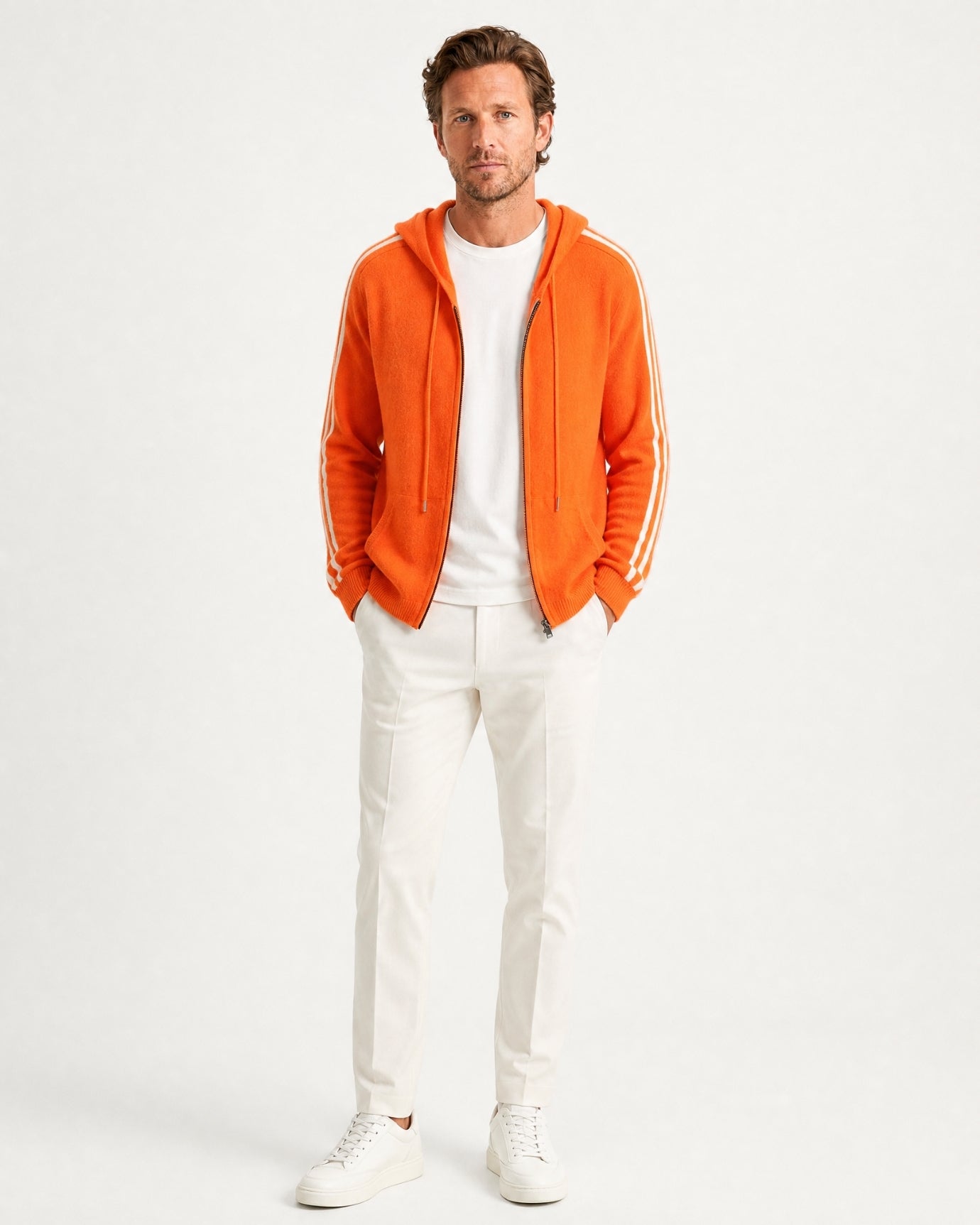 Wool Cashmere Blend Full-Zip Hoodie Line