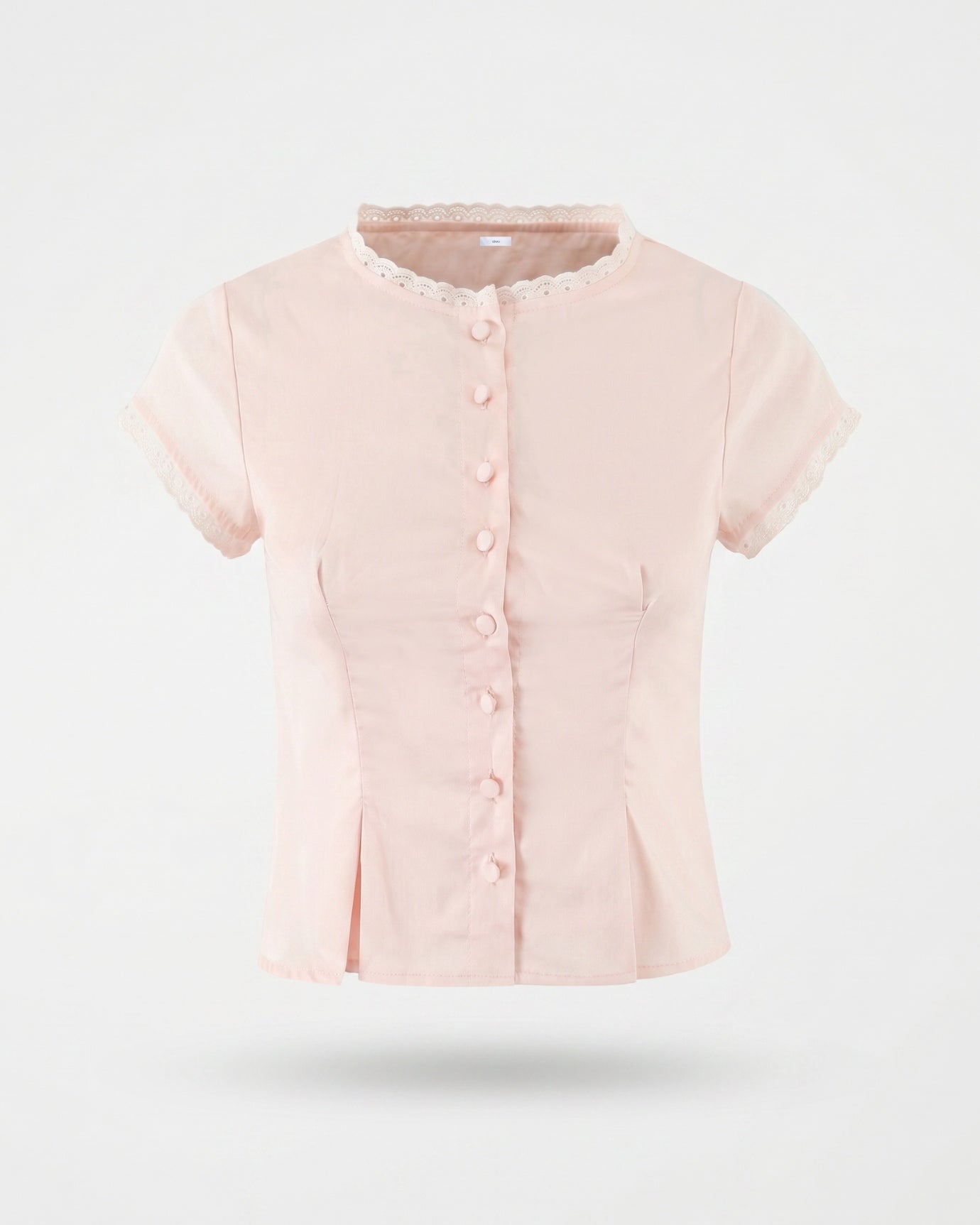 Pink Round-Neck Lace Shirt