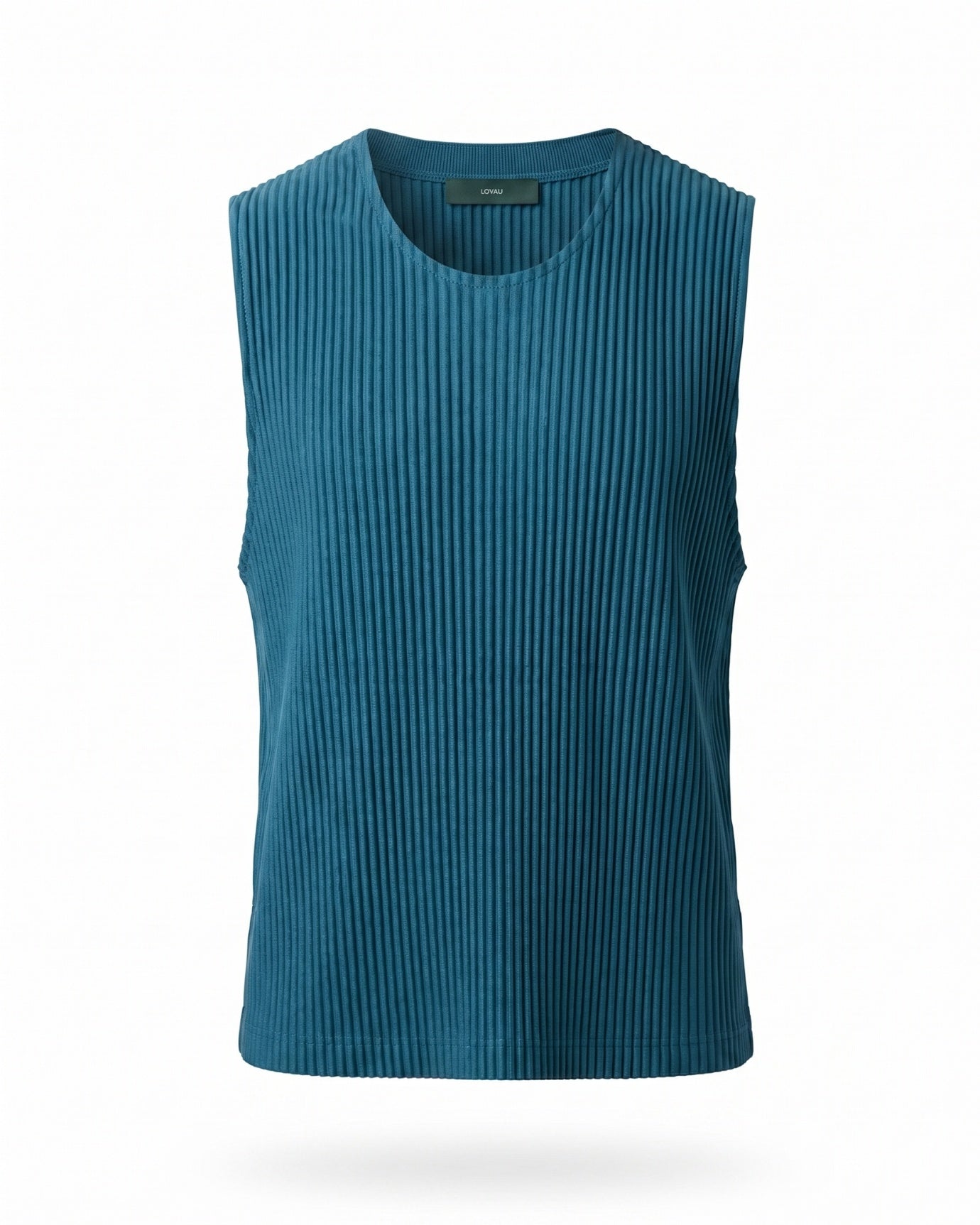High-End Pleated Nuba Blue Vest T-shirt