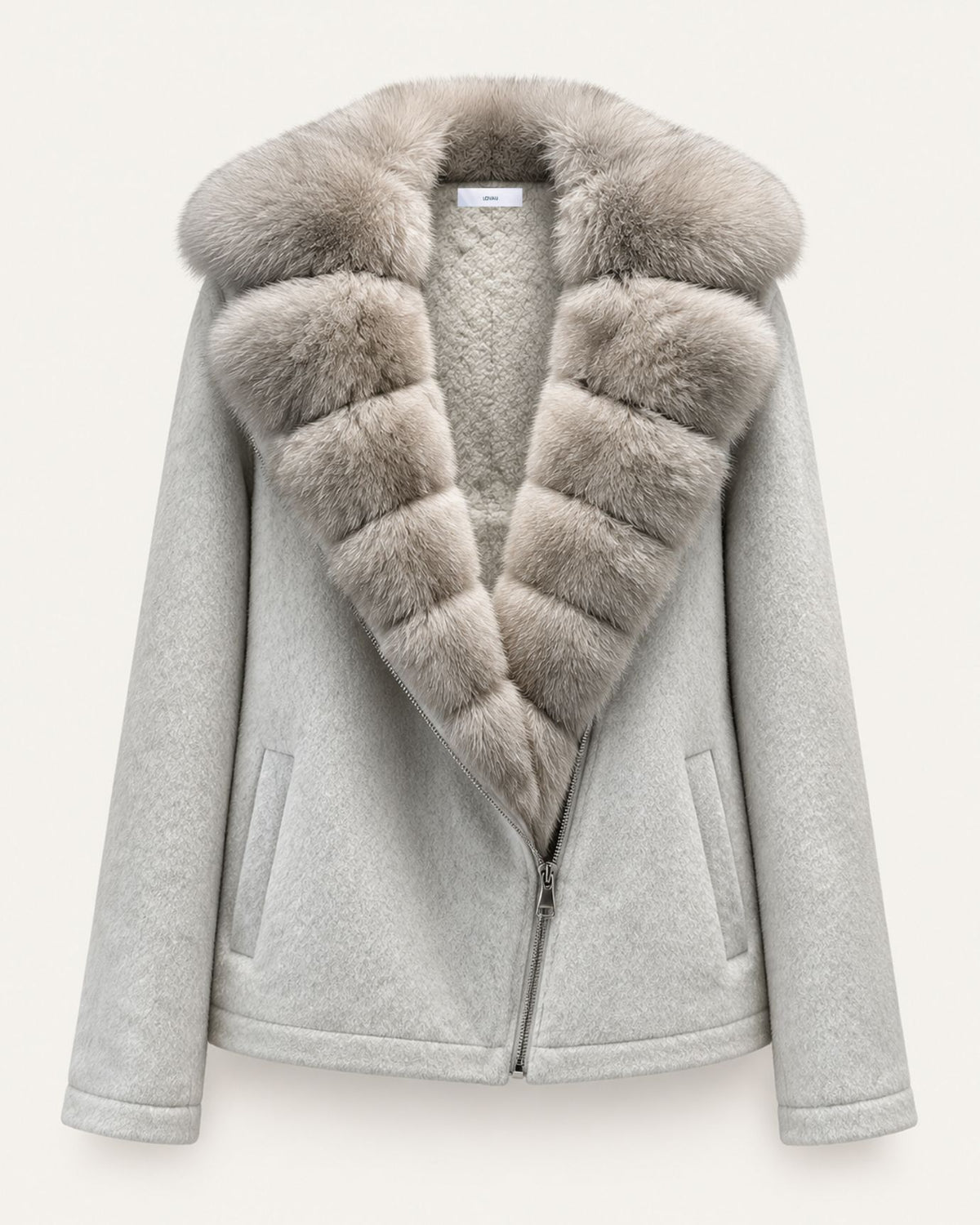 Lina Mid-Length Genuine Leather Shearling Coat