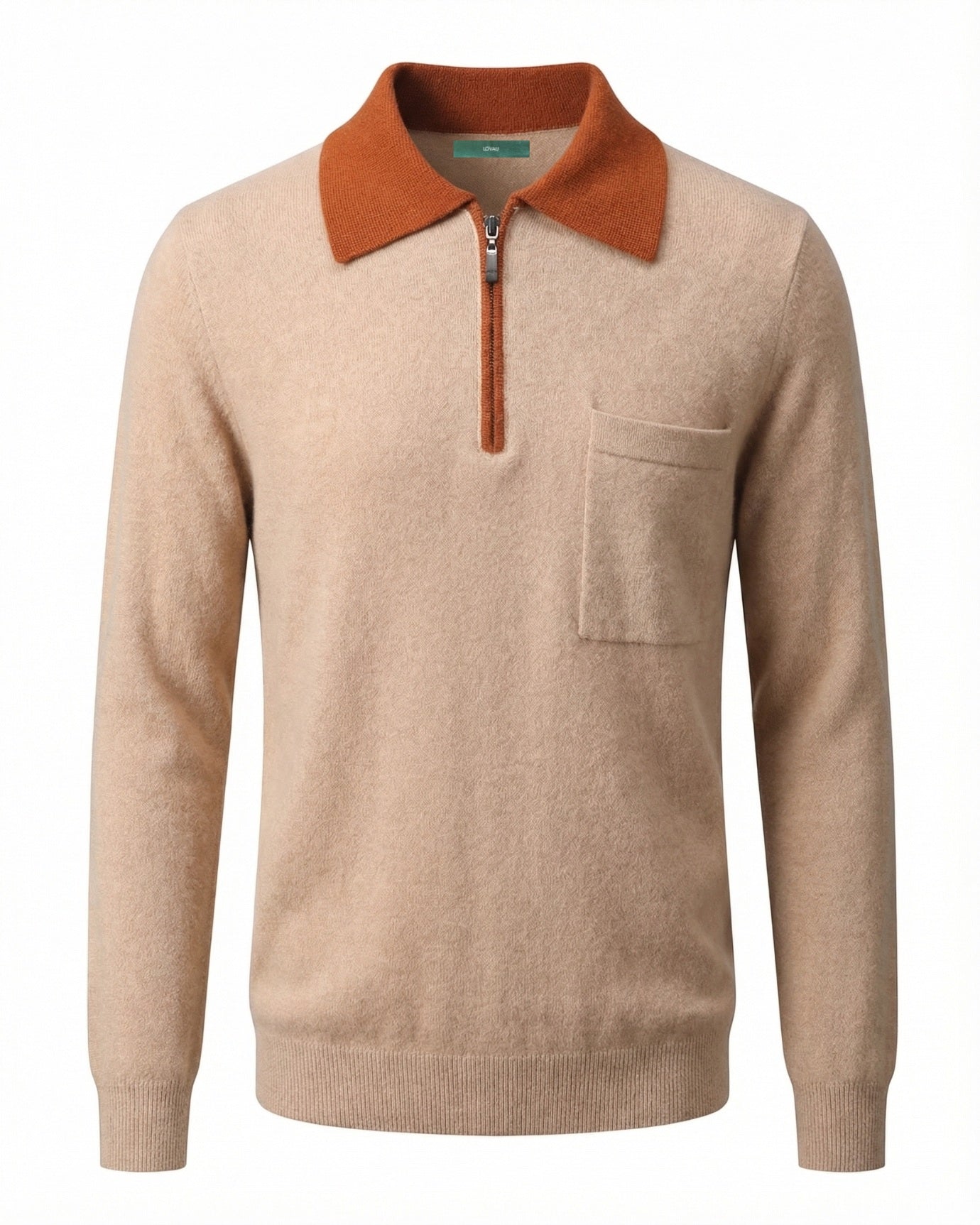 Cashmere Sweater Zipper Polo Business Casual