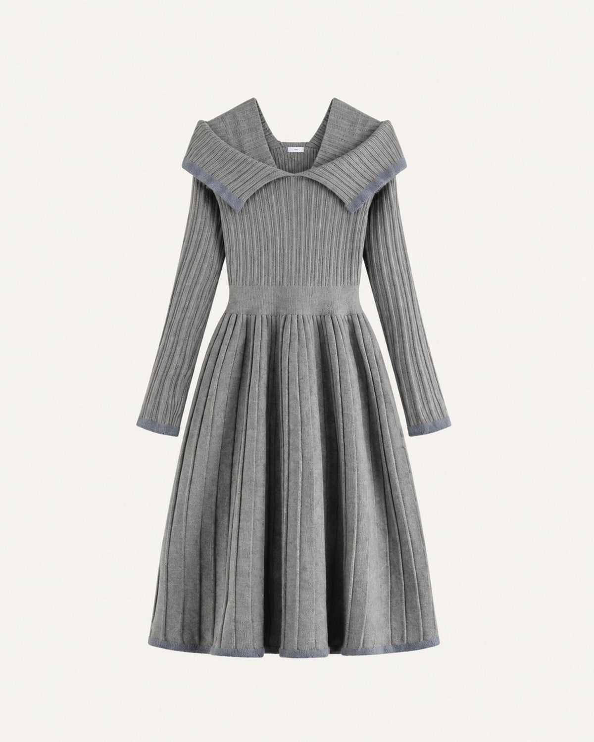 High-Waisted A-Line Long-Sleeve Sweater Dress