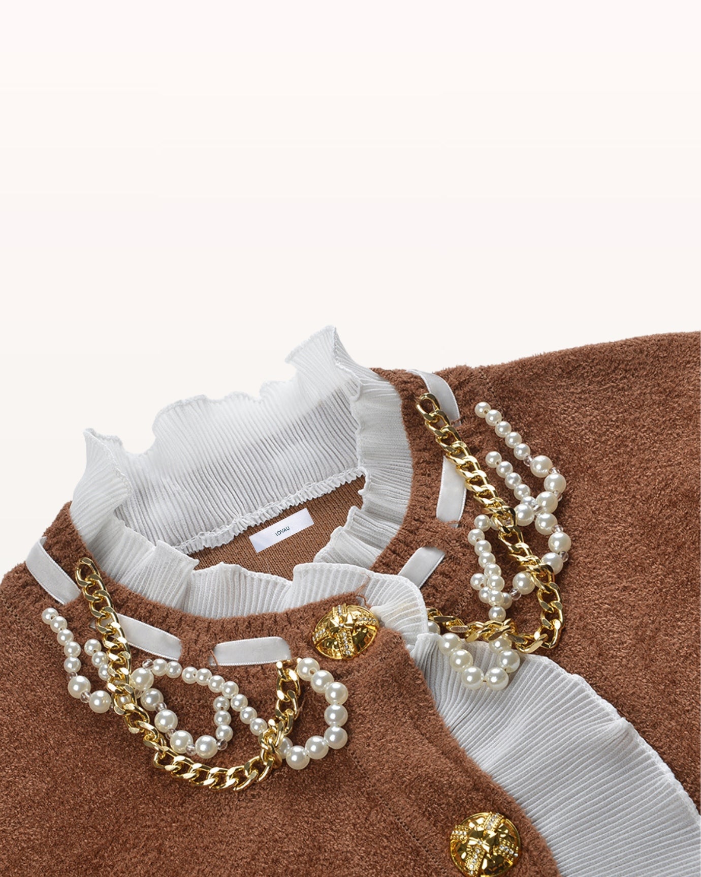 Old Money Cardigan Stitching Pearl Vintage