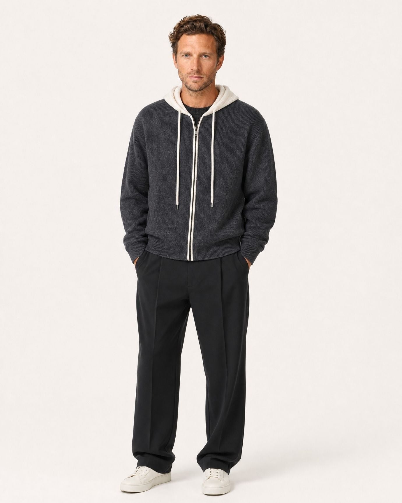 Paris Cashmere Wool Blend Hooded Cardigan